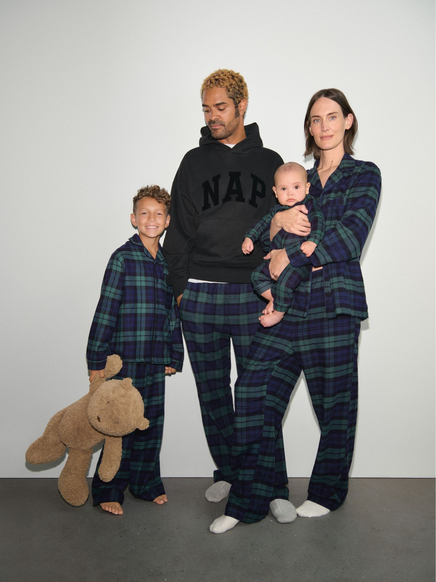Green Plaid Matching Family Christmas Cotton Sleepsuit - Image 4 of 4