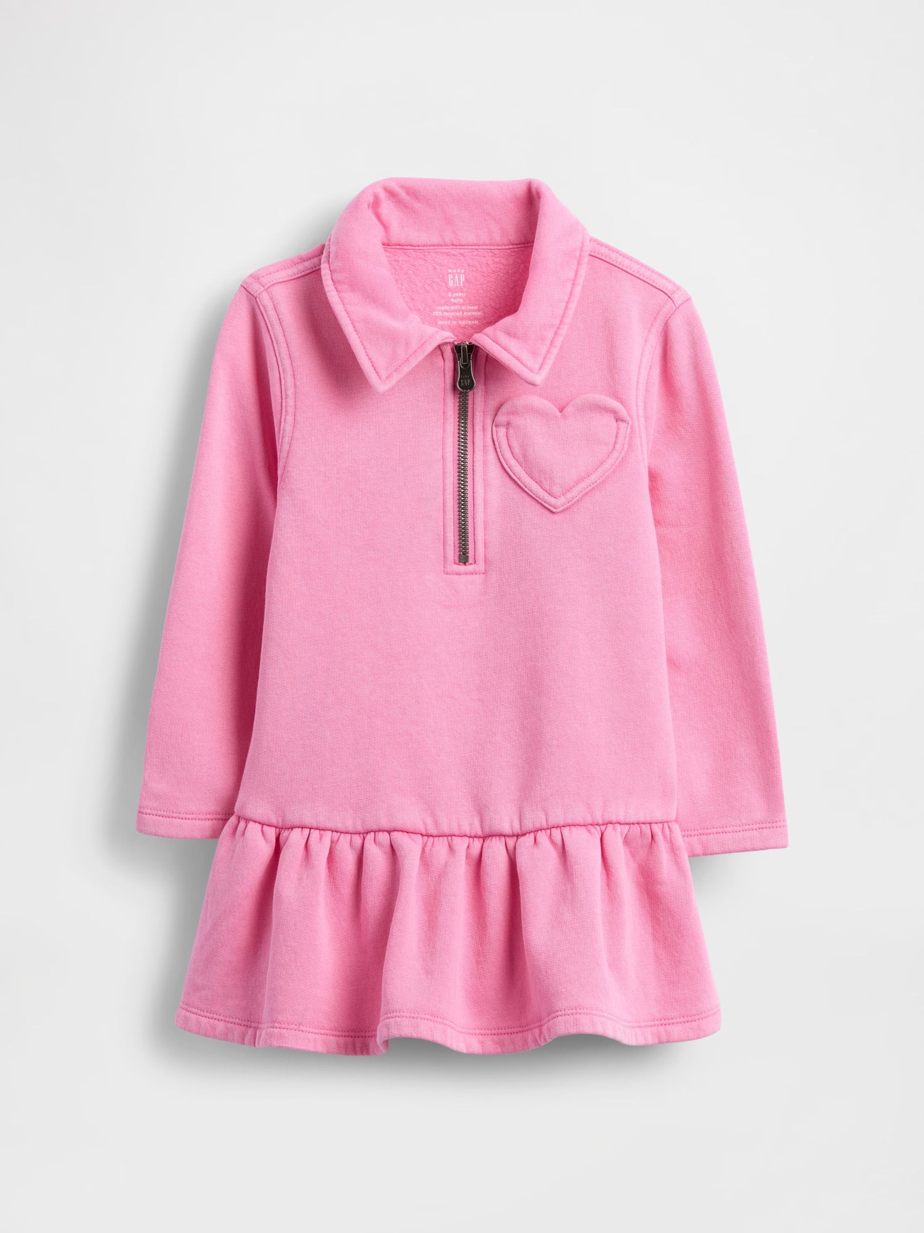 Pink Half-Zip Pullover Sweatshirt Dress - Image 2 of 3