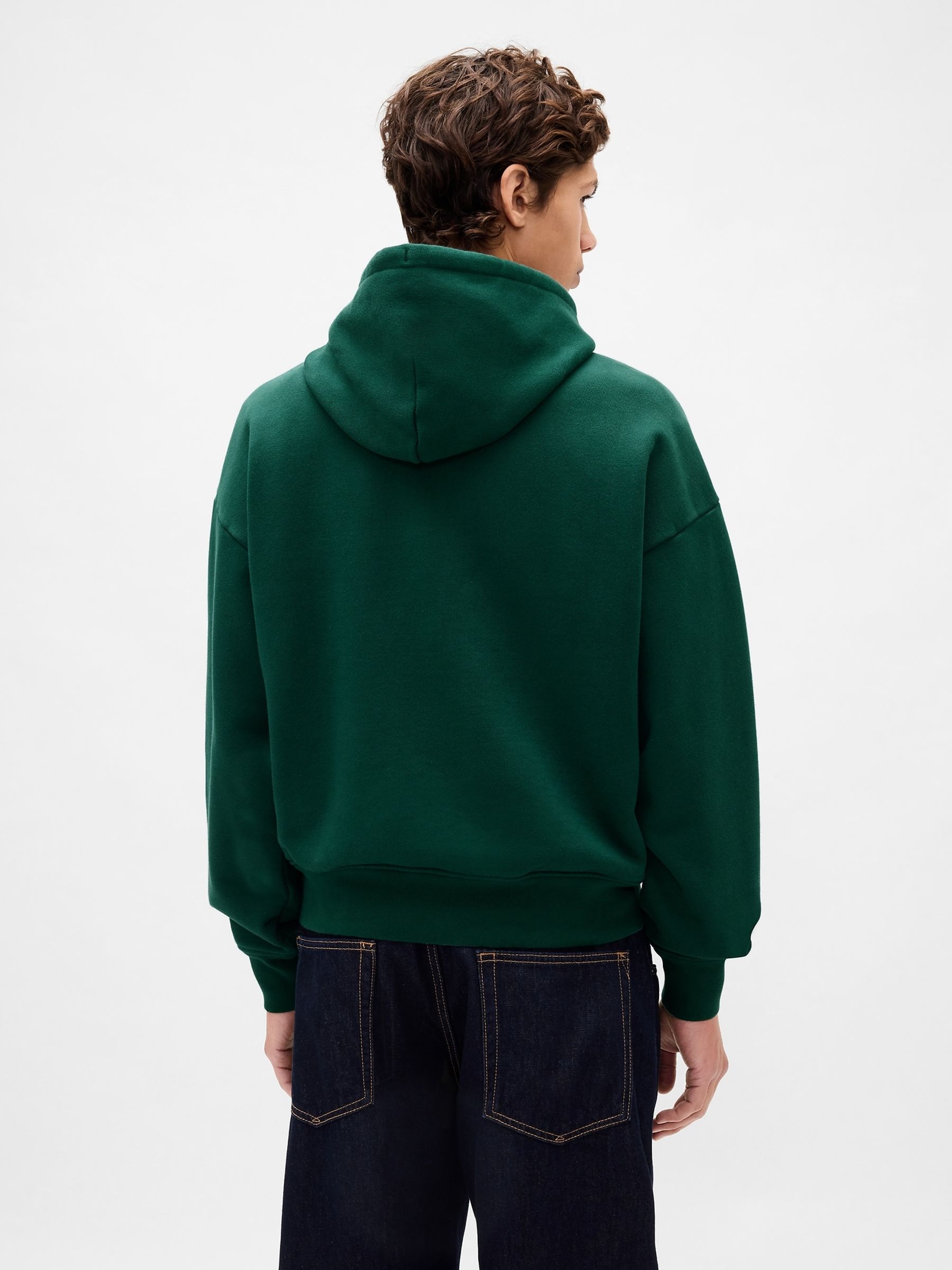 Green Oversized Extra Heavyweight French Terry Logo Hoodie - Image 2 of 4 Green Oversized Extra Heavyweight French Terry Logo Hoodie - Image 2 of 4
