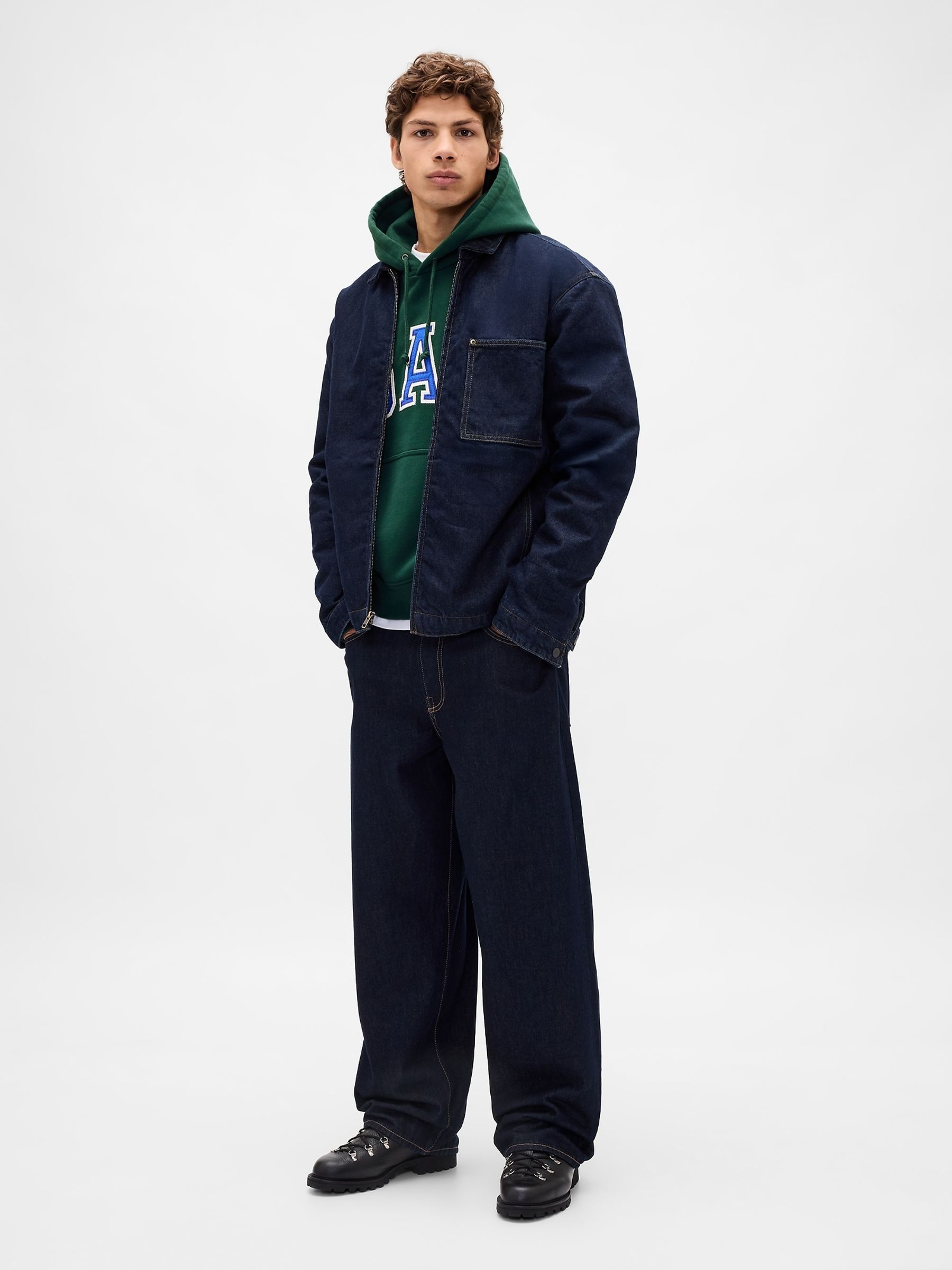 Green Oversized Extra Heavyweight French Terry Logo Hoodie - Image 3 of 4