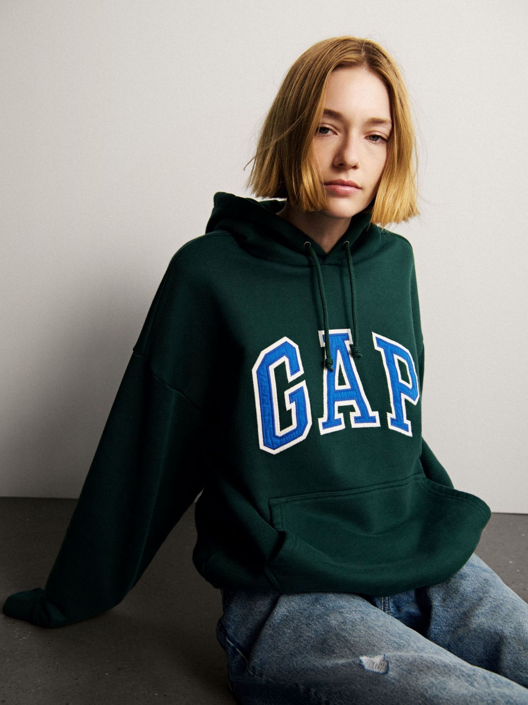 Green Oversized Extra Heavyweight French Terry Logo Hoodie - Image 5 of 8