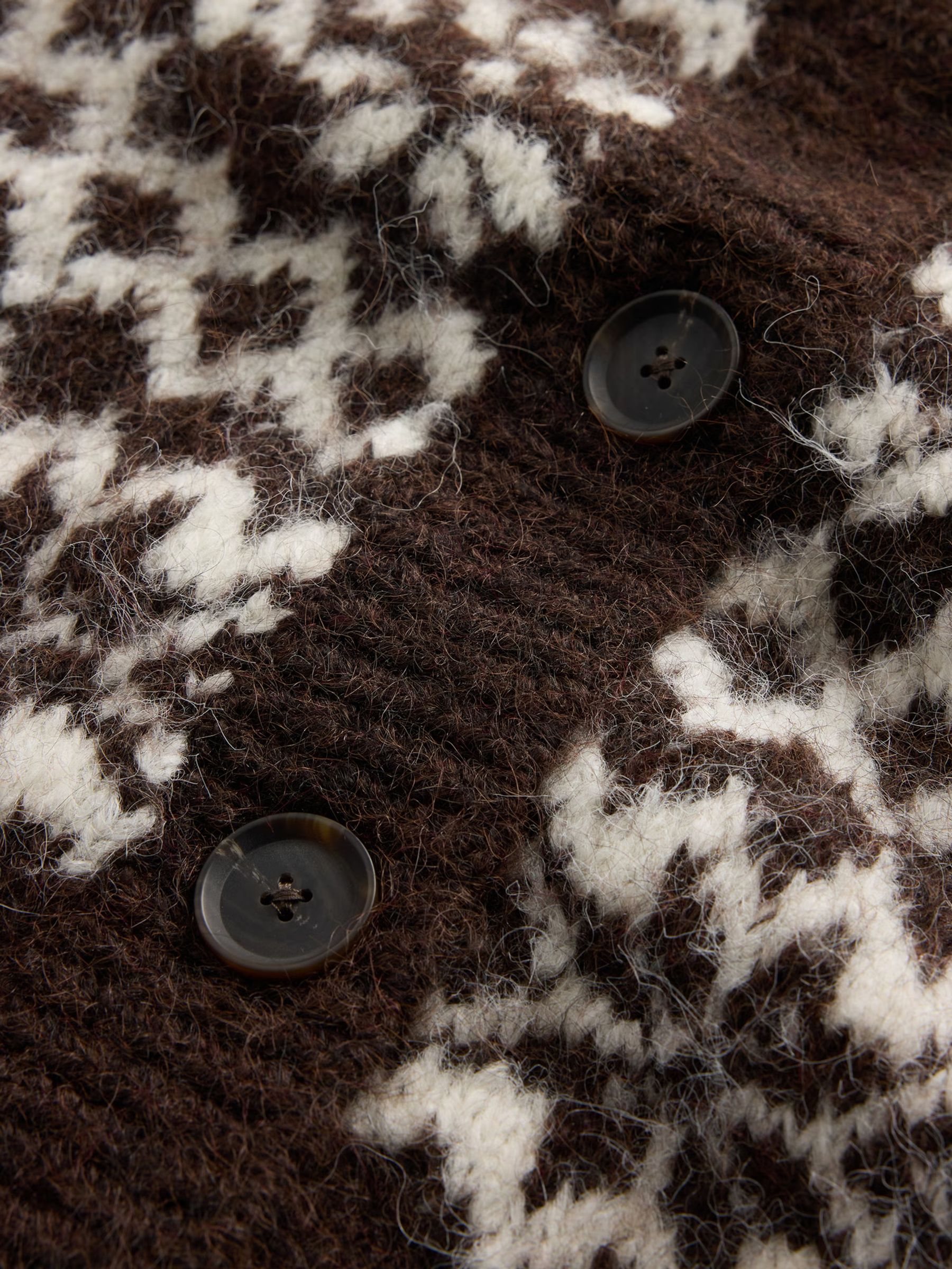 Brown Fuzzy Fair Isle Pattern Cardigan - Image 5 of 5