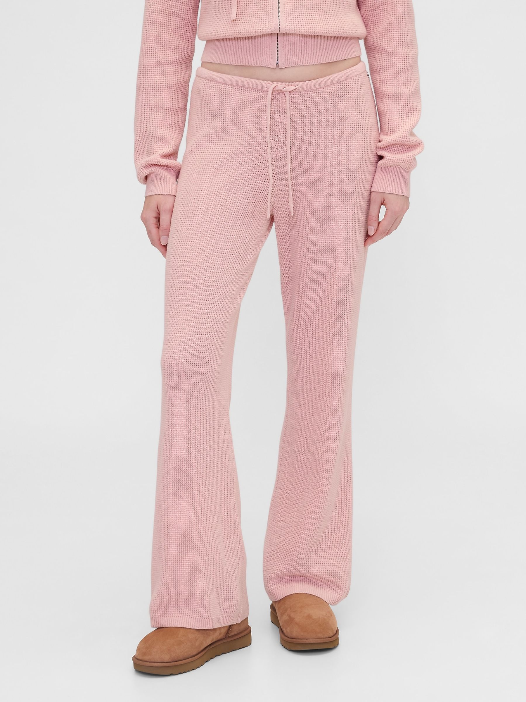 Gap X Summer Fridays Pink CashSoft Waffle Bootcut Joggers - Image 1 of 6