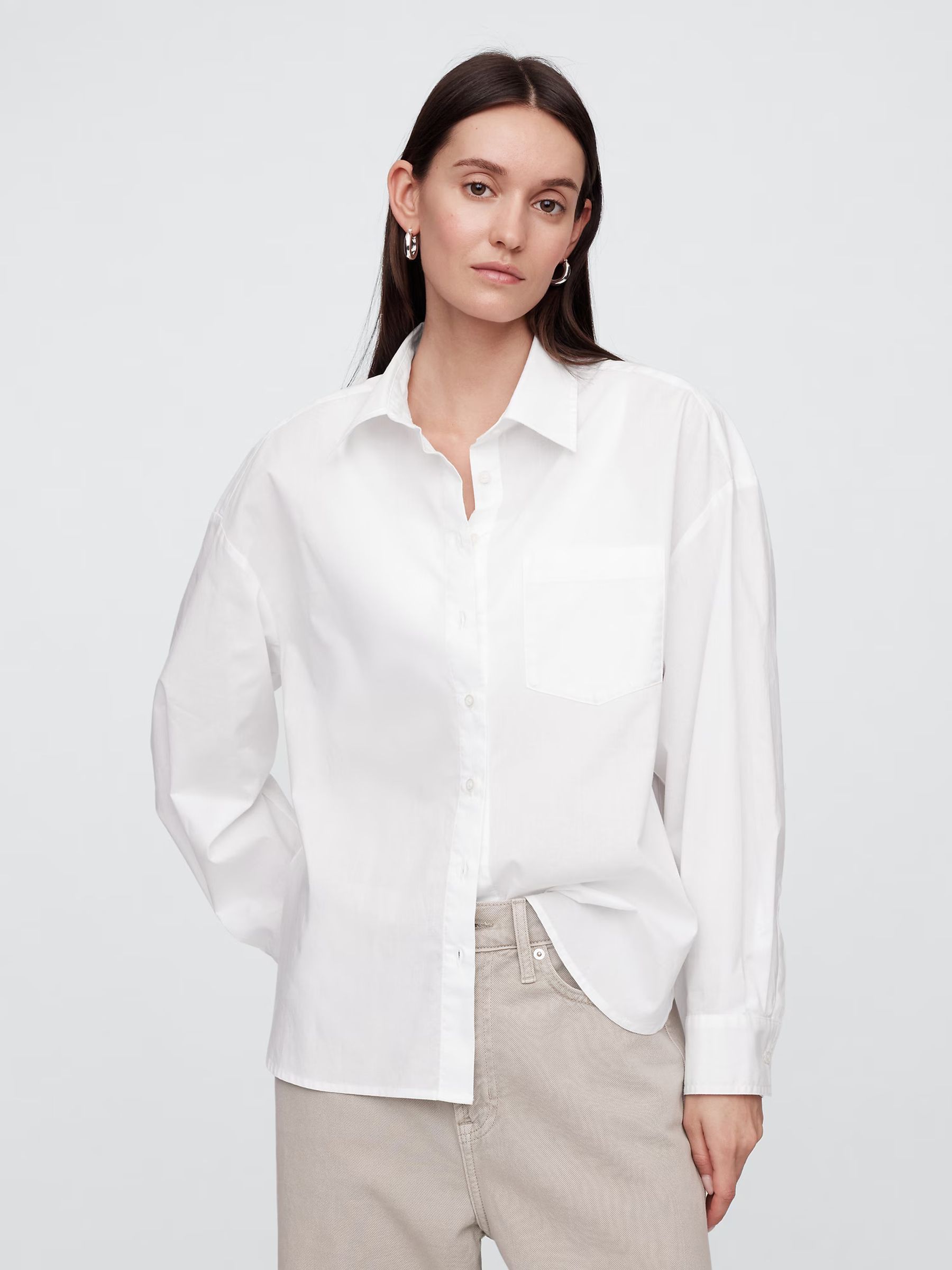 White Oversized Shirt in Poplin | Gap