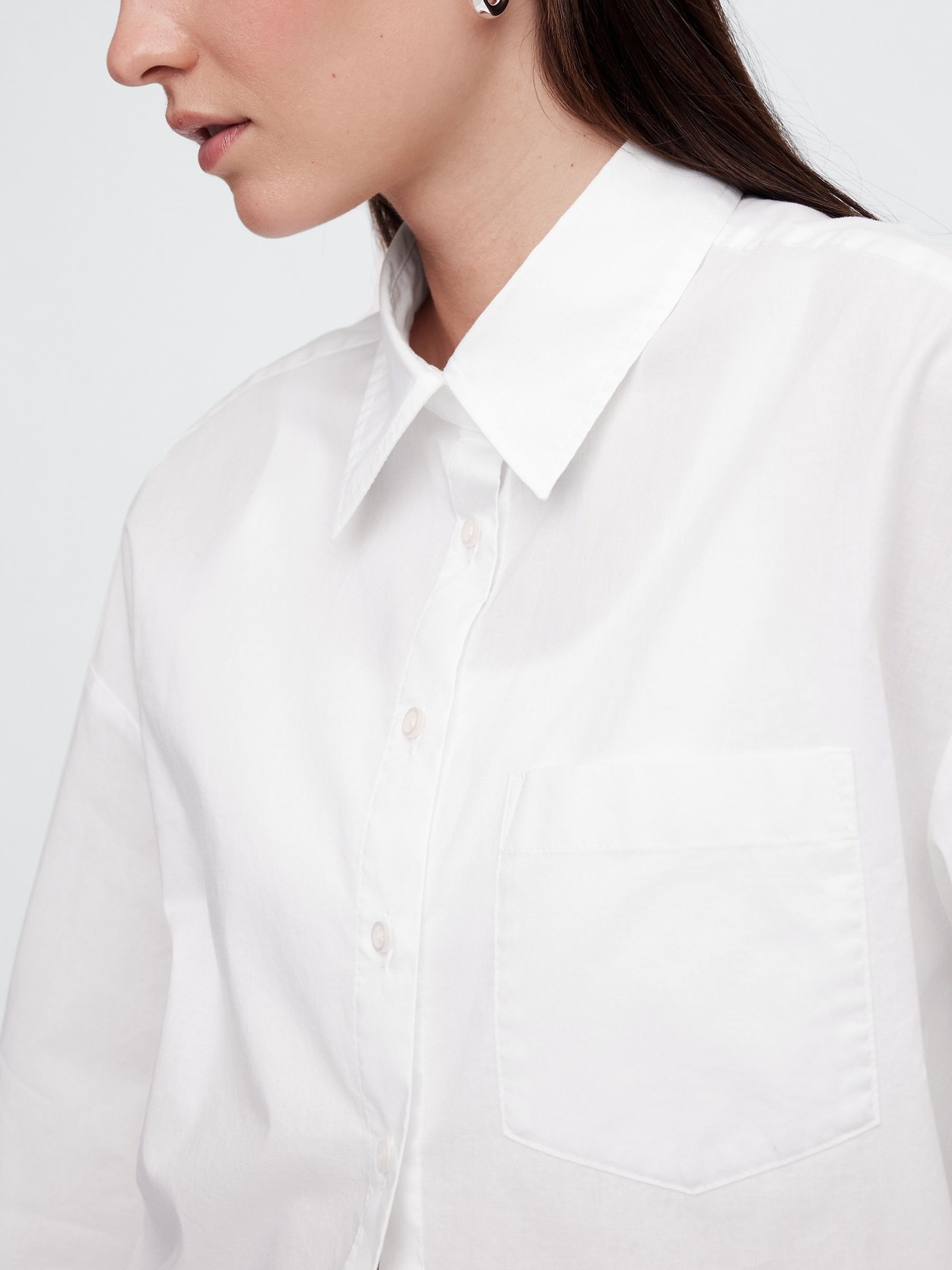 White Oversized Shirt in Poplin - Image 4 of 5