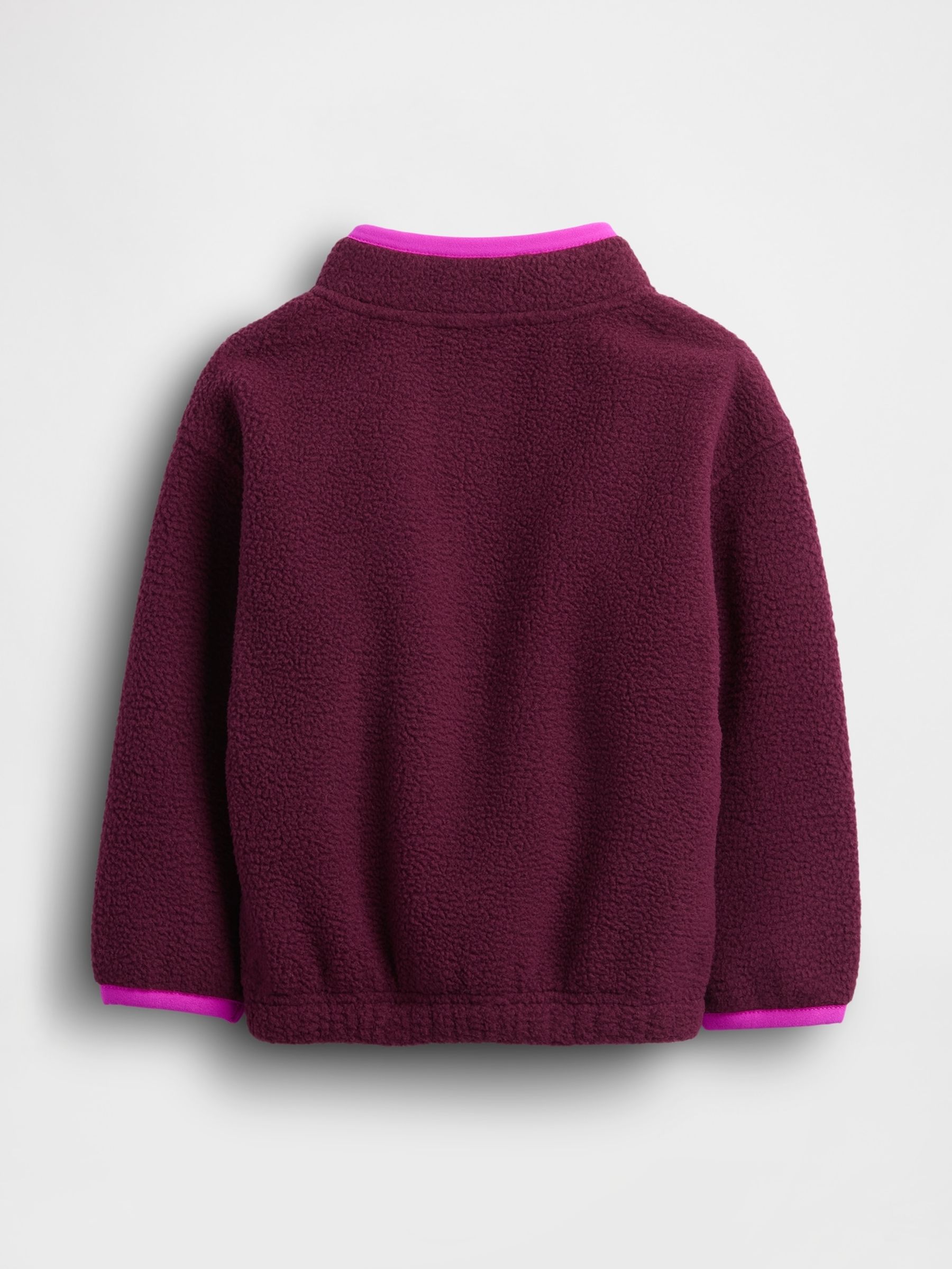 Burgundy Red Sherpa Half-Zip Pullover Sweatshirt (6mths-5yrs) - Image 2 of 3