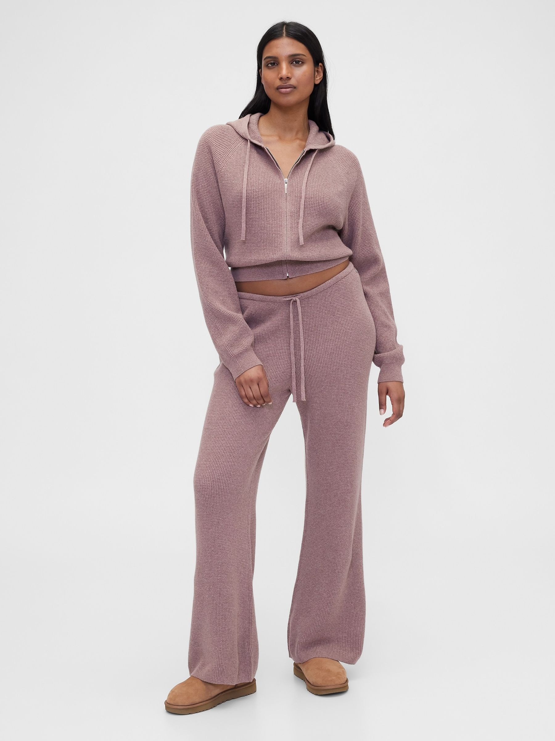 Gap X Summer Fridays Purple CashSoft Waffle Crop Hoodie - Image 3 of 6