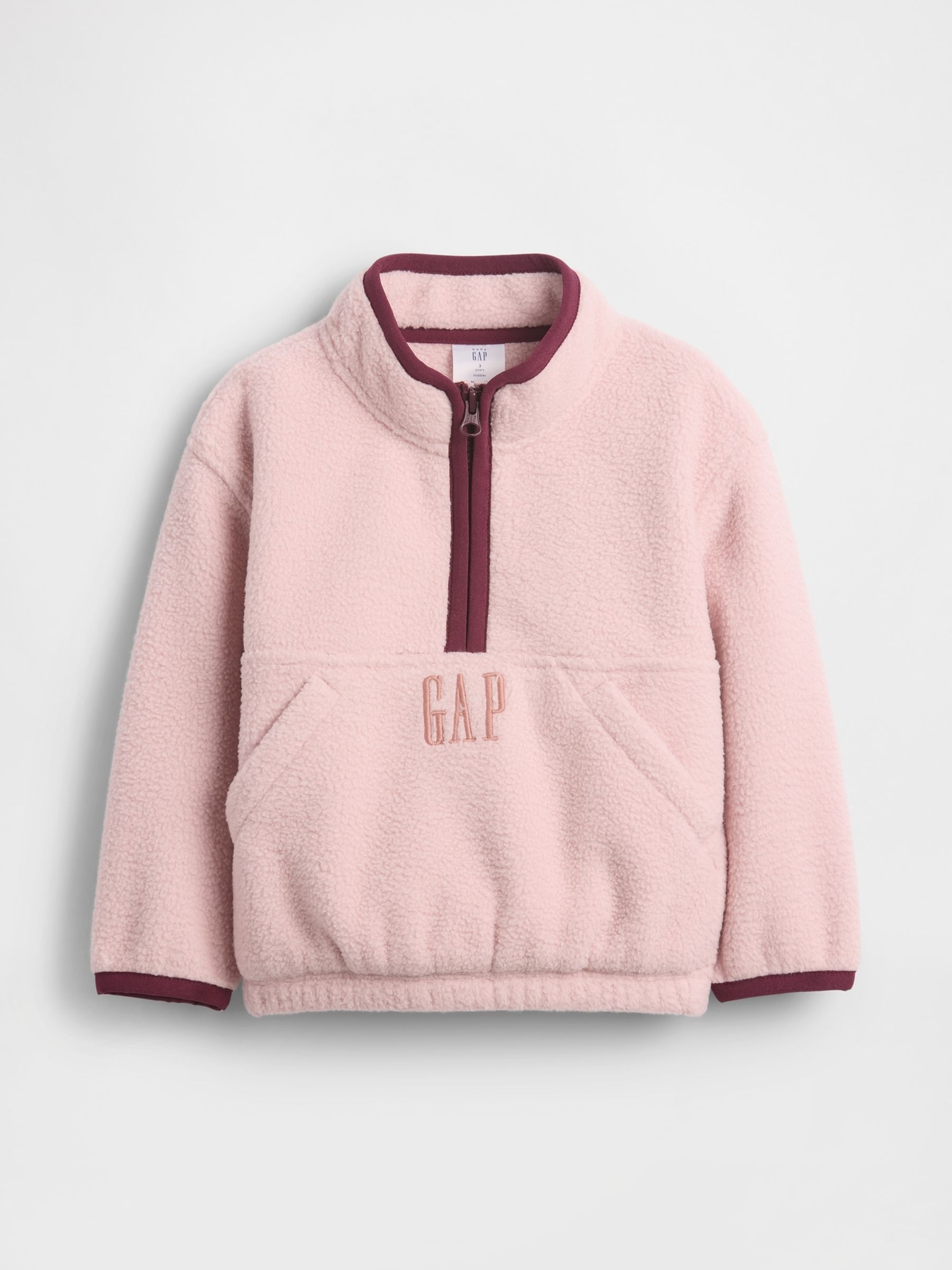 Pink Sherpa Half-Zip Pullover Sweatshirt (6mths-5yrs) - Image 1 of 2