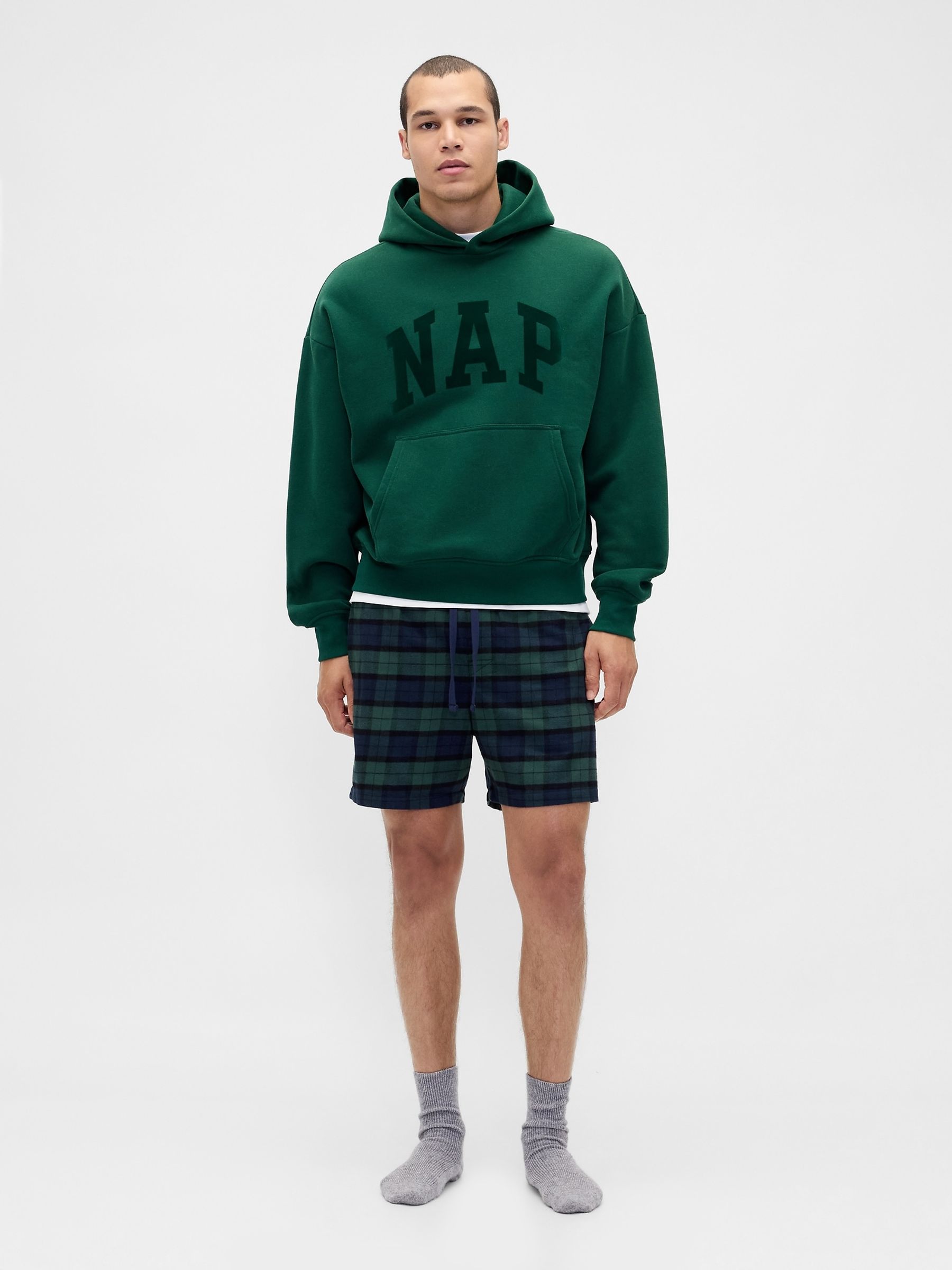 Green/Navy Check Matching Family Softest Flannel pyjama Boxer Shorts - Image 4 of 5