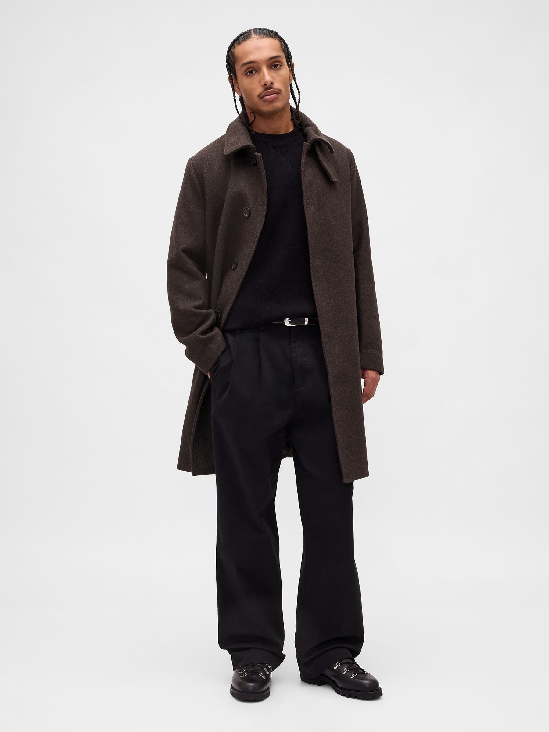 Brown Wool Blend Car Coat - Image 3 of 5