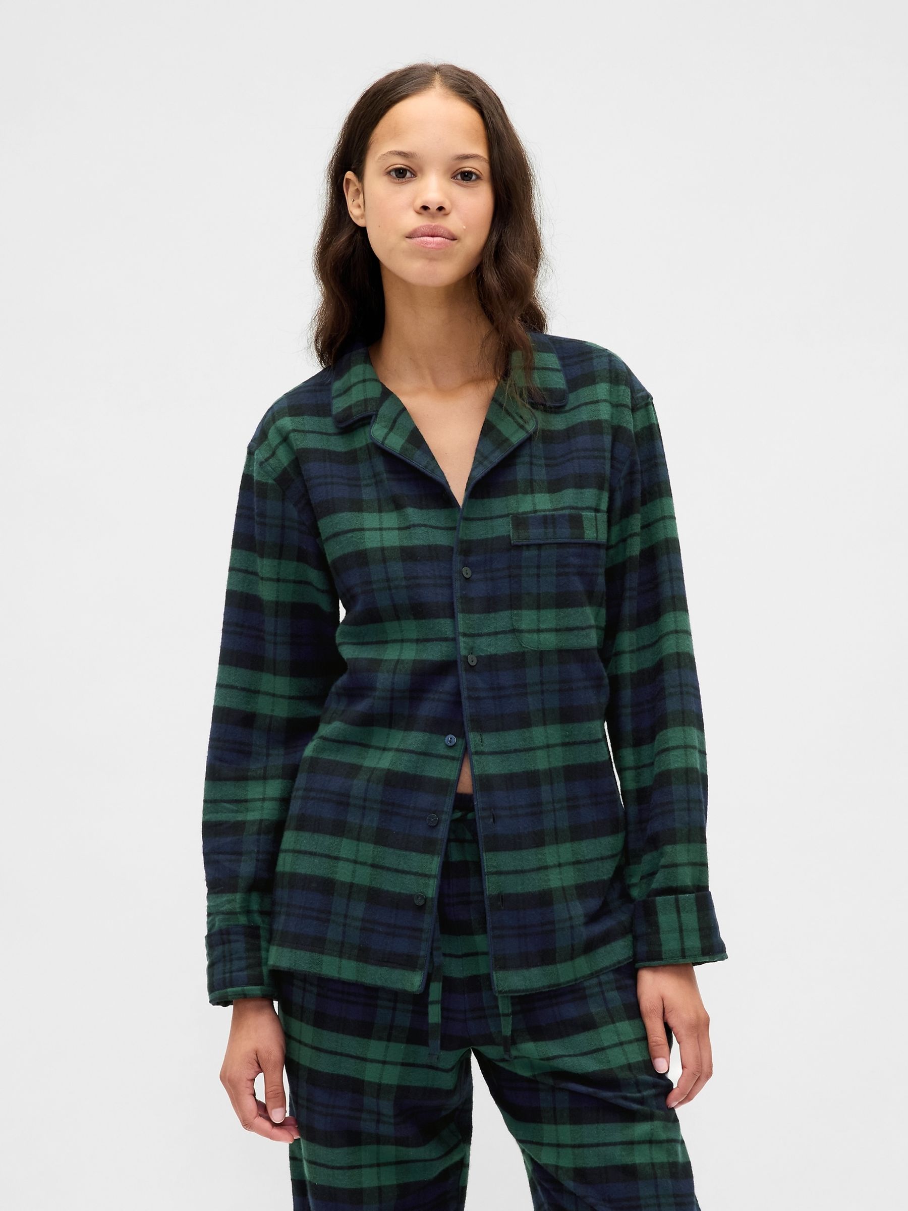 Green/Navy check Matching Family Softest Flannel Pyjama Shirt - Image 1 of 3