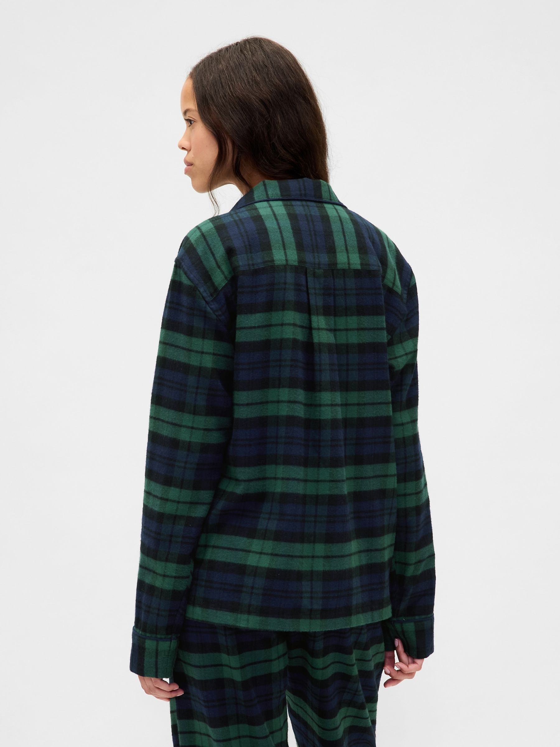 Green/Navy check Matching Family Softest Flannel Pyjama Shirt - Image 2 of 3 Green/Navy check Matching Family Softest Flannel Pyjama Shirt - Image 2 of 3