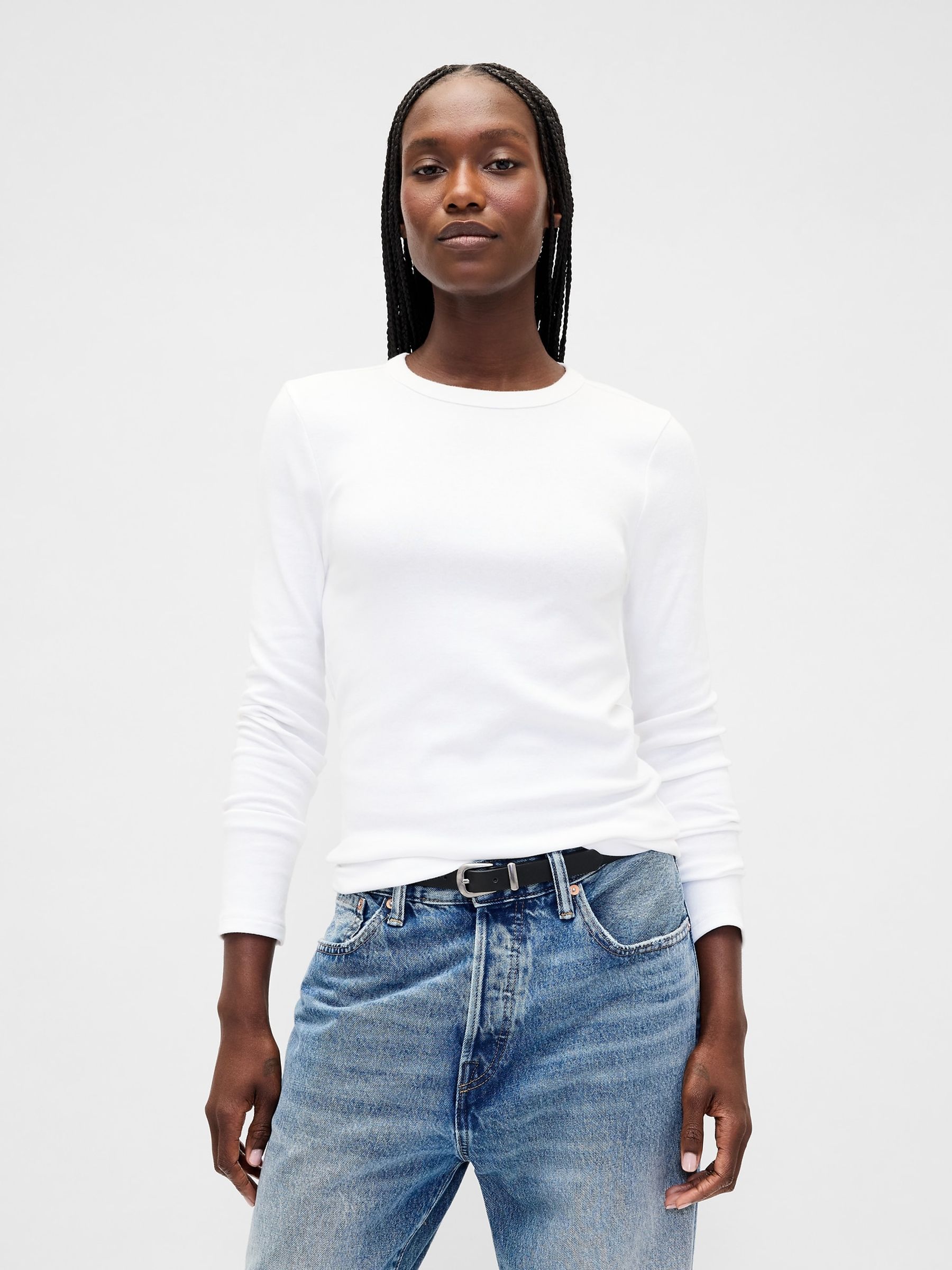Modern White Crew Neck T-Shirt - Image 1 of 4 Modern White Crew Neck T-Shirt - Image 1 of 4
