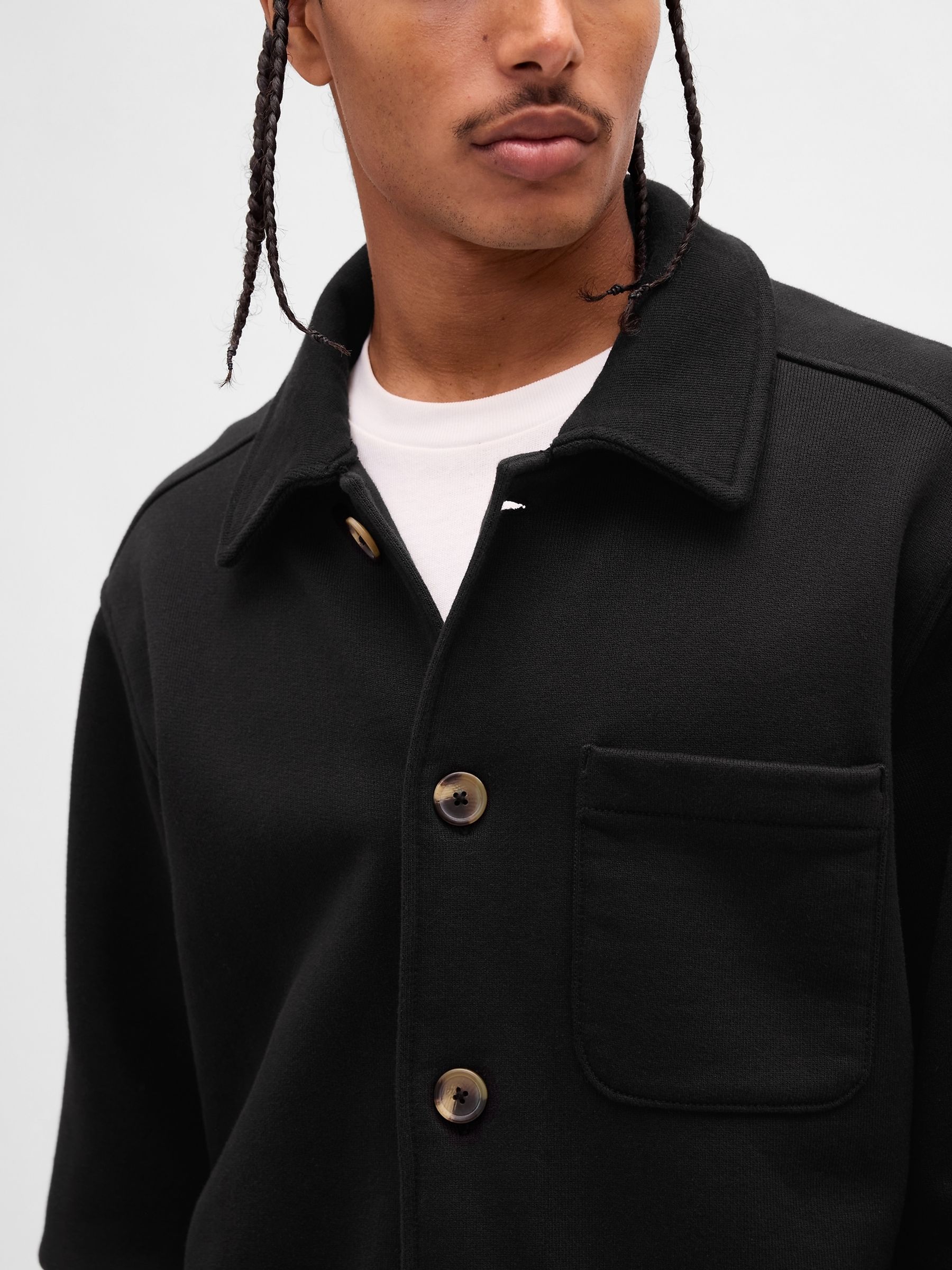 Black French Terry Chore Jacket - Image 4 of 5