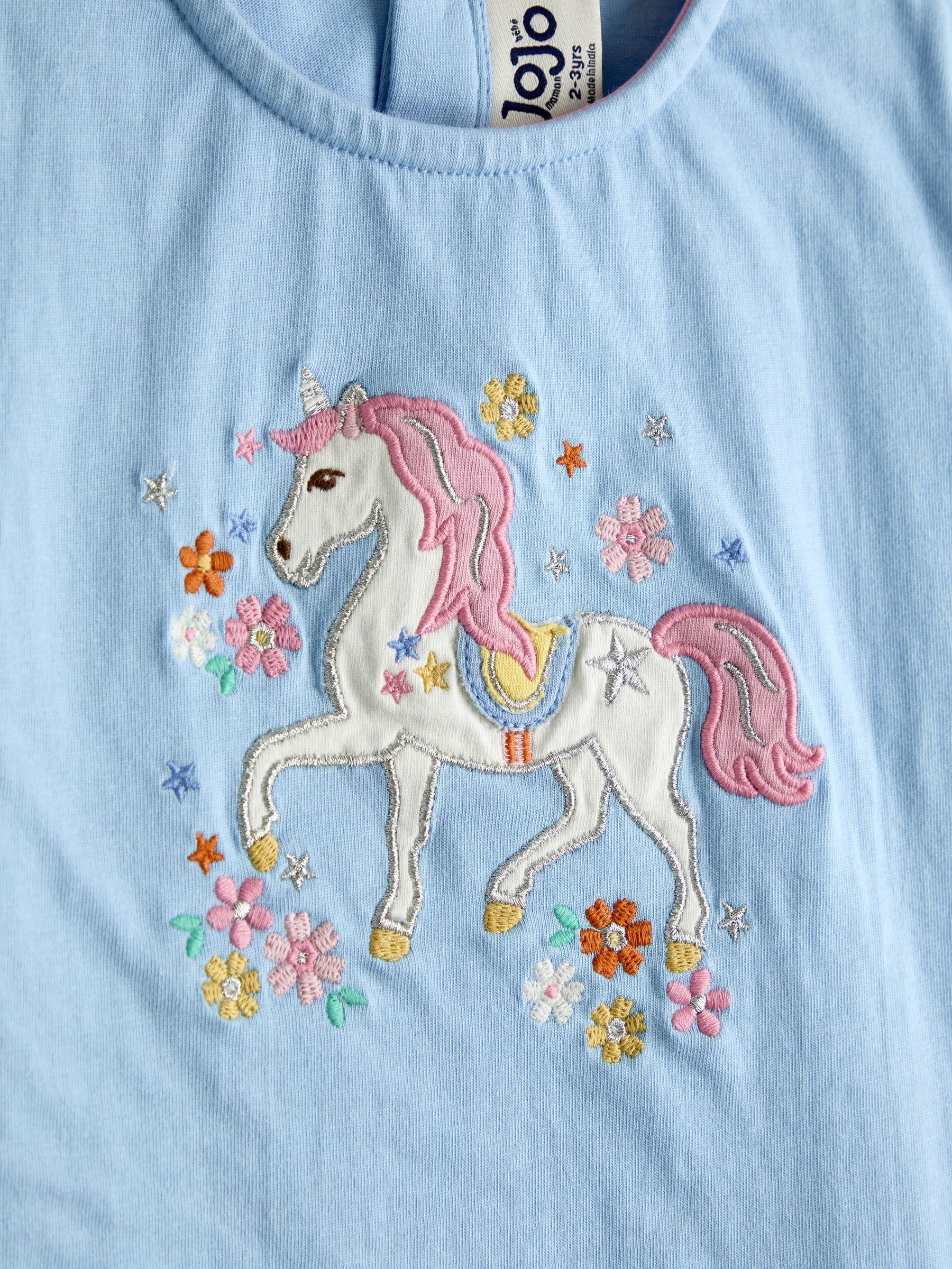 Bright Pink Unicorn Appliqué T-Shirt & Skort Set - Image 6 of 7