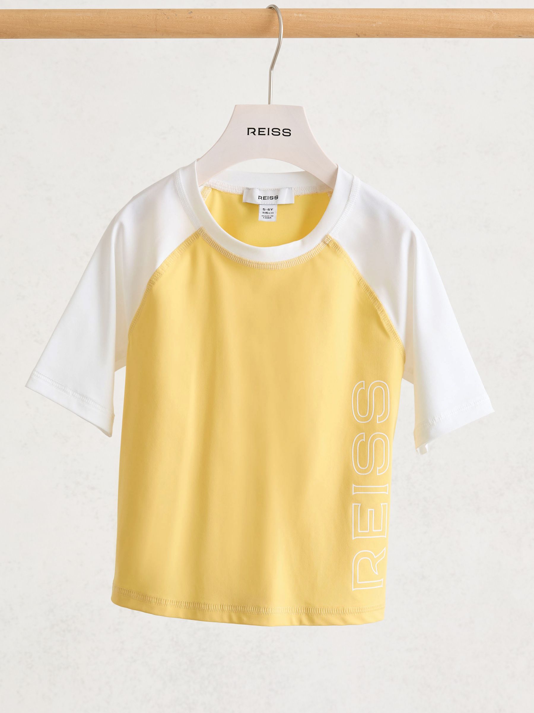 Colour-Block Logo Rash Top in Yellow - Image 1 of 3