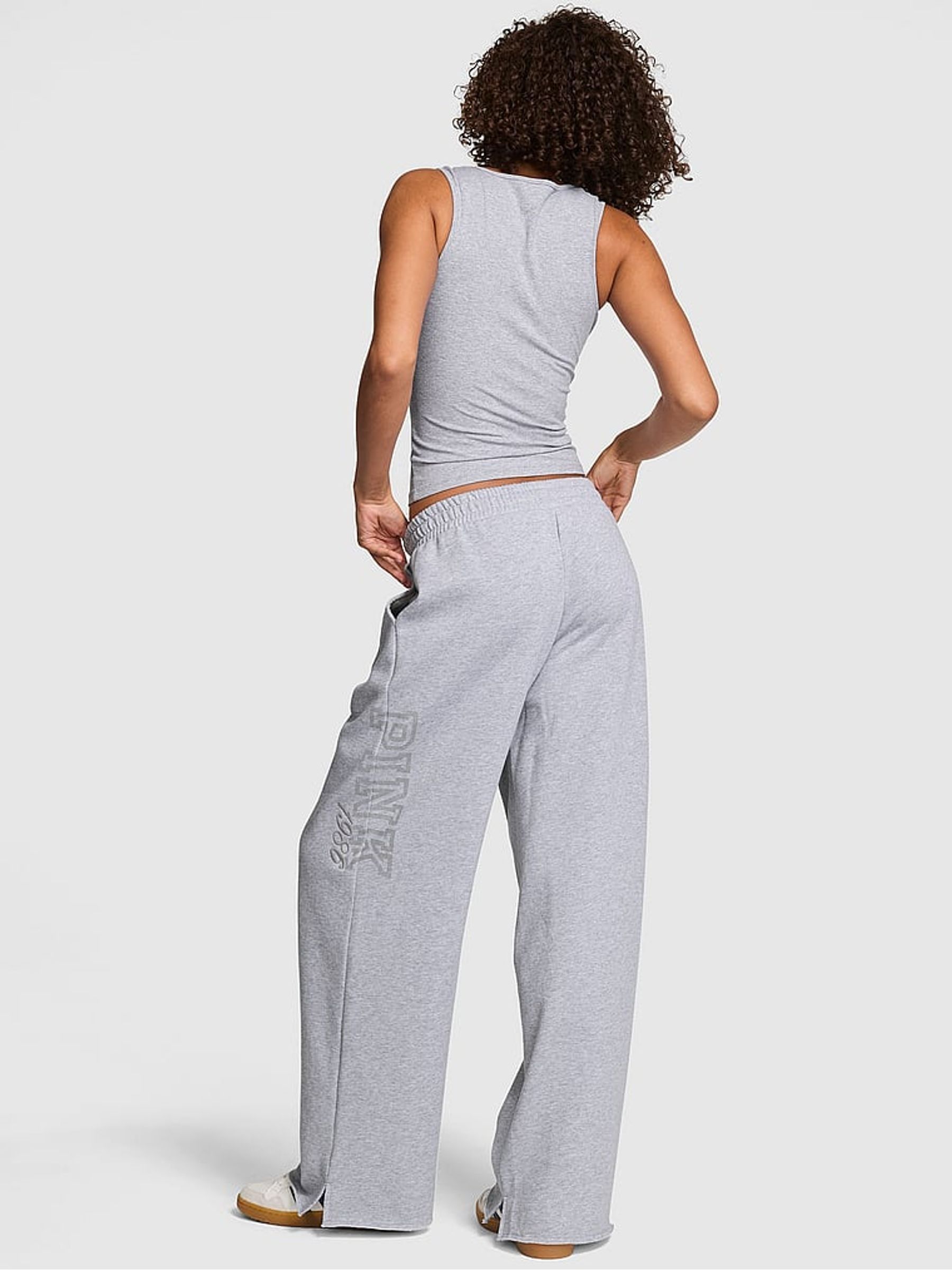 Medium Heather Grey Logo Wide Leg Fleece Joggers - Image 2 of 3