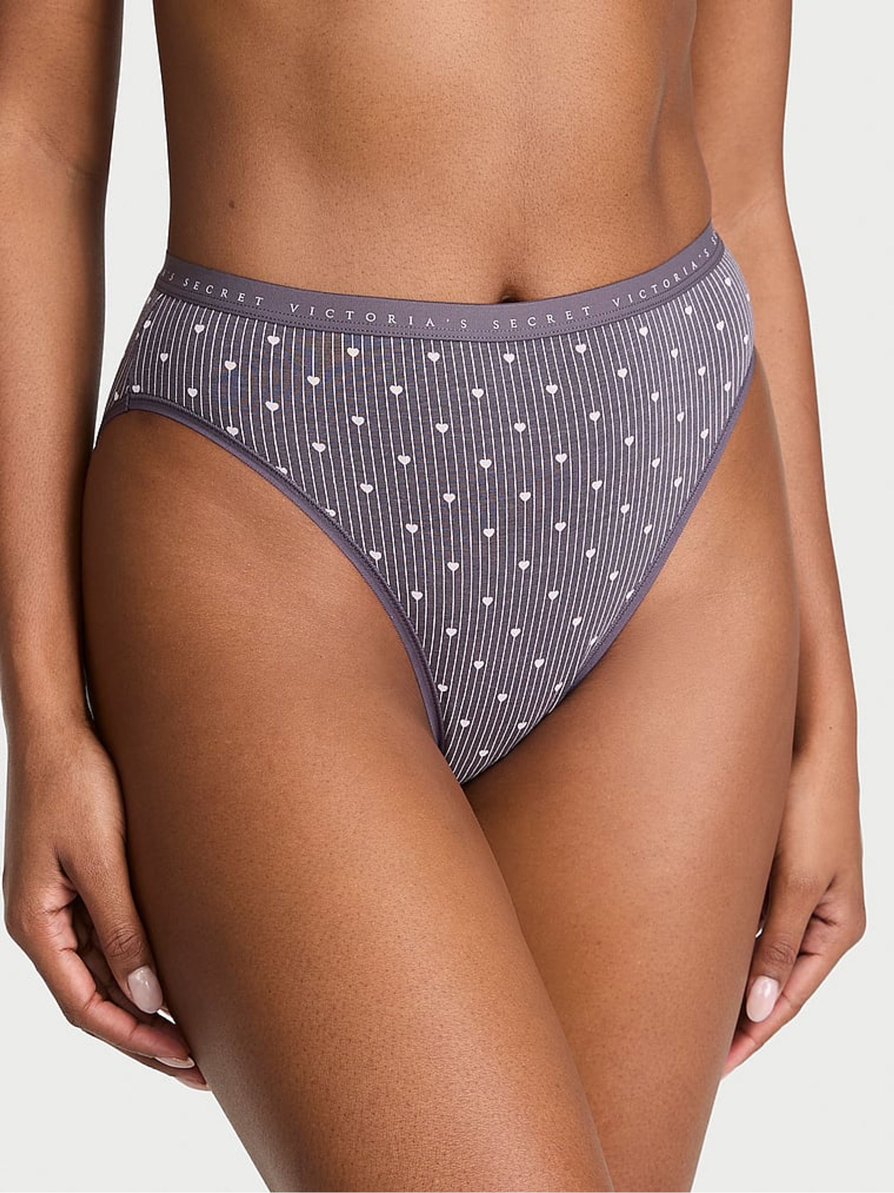 Tornado Grey Heart Stripes Brief Knickers - Image 1 of 2