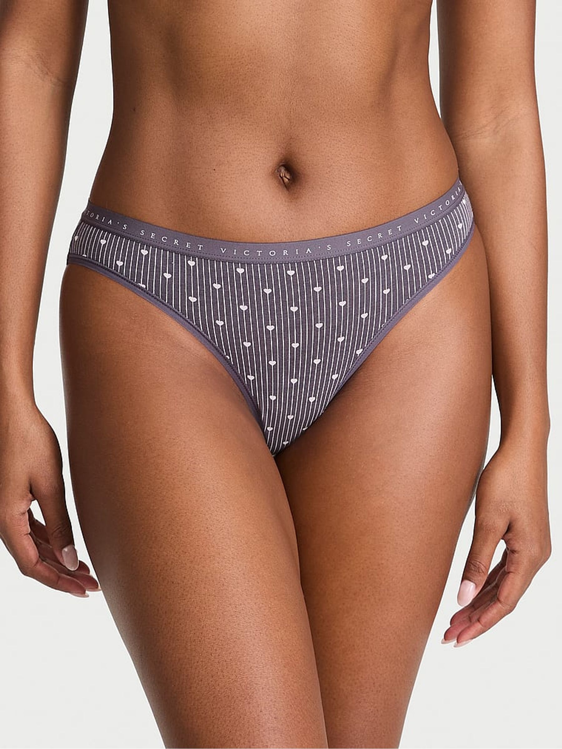 Tornado Grey Heart Stripes Bikini Knickers - Image 1 of 2 Tornado Grey Heart Stripes Bikini Knickers - Image 1 of 2