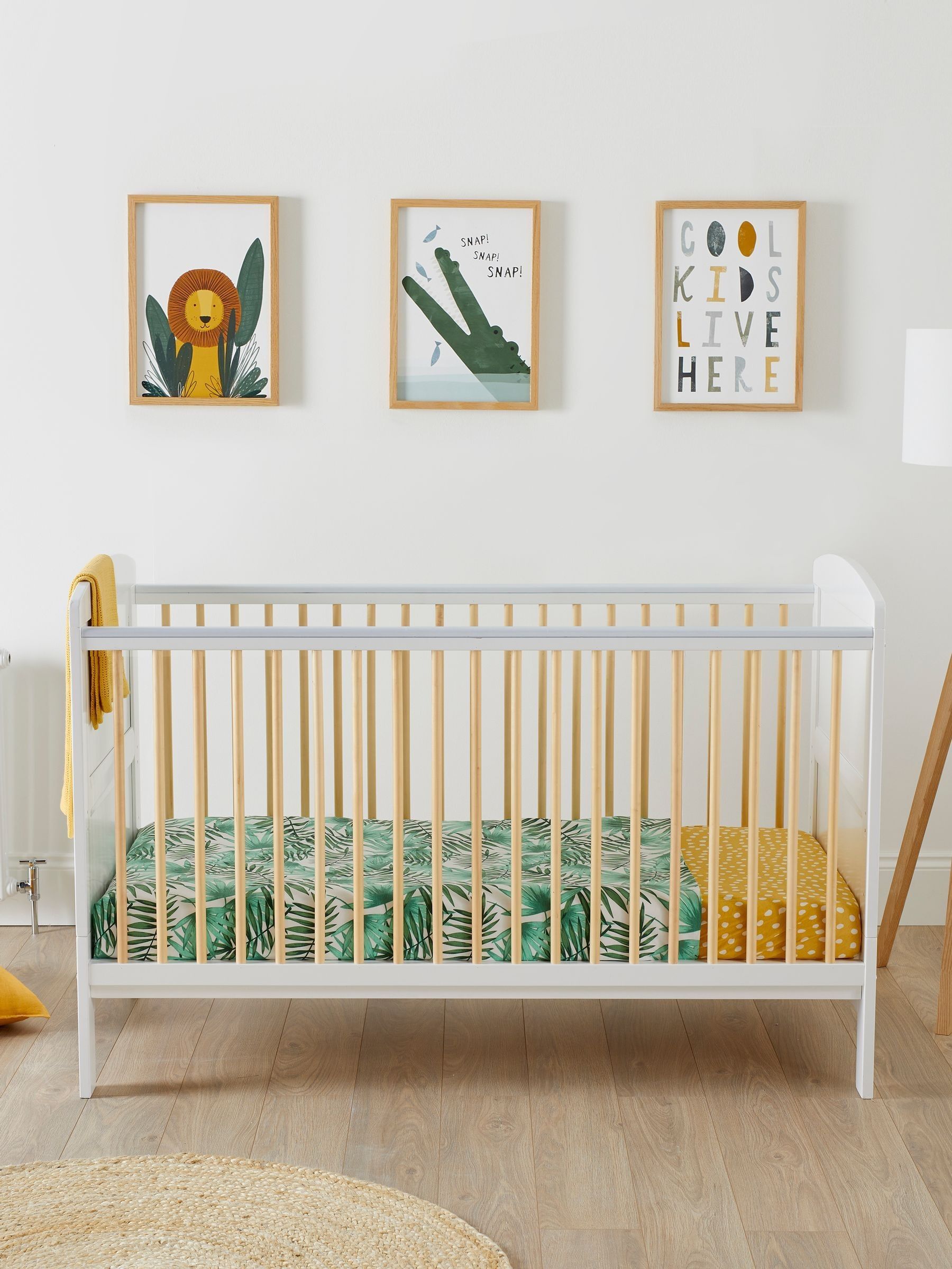 Ickle Bubba White Coleby Scandi Cot Bed and Premium Sprung Mattress - Image 1 of 6