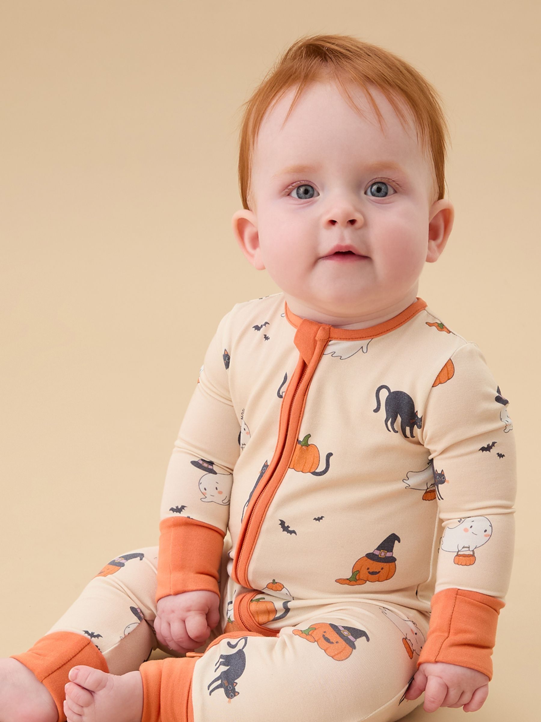 MORI Cream Supersoft Halloween Two Way Zip-Up Sleepsuit - Image 1 of 6