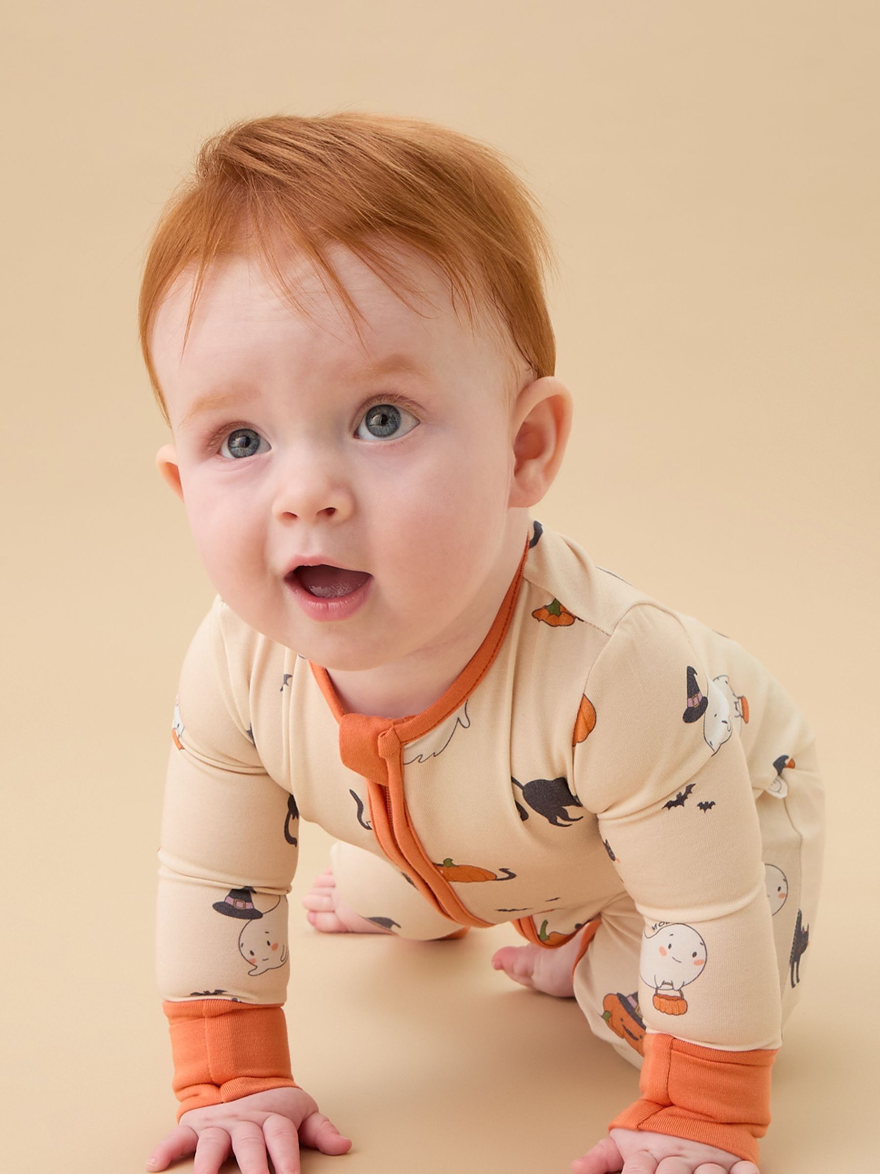 MORI Cream Supersoft Halloween Two Way Zip-Up Sleepsuit - Image 2 of 6