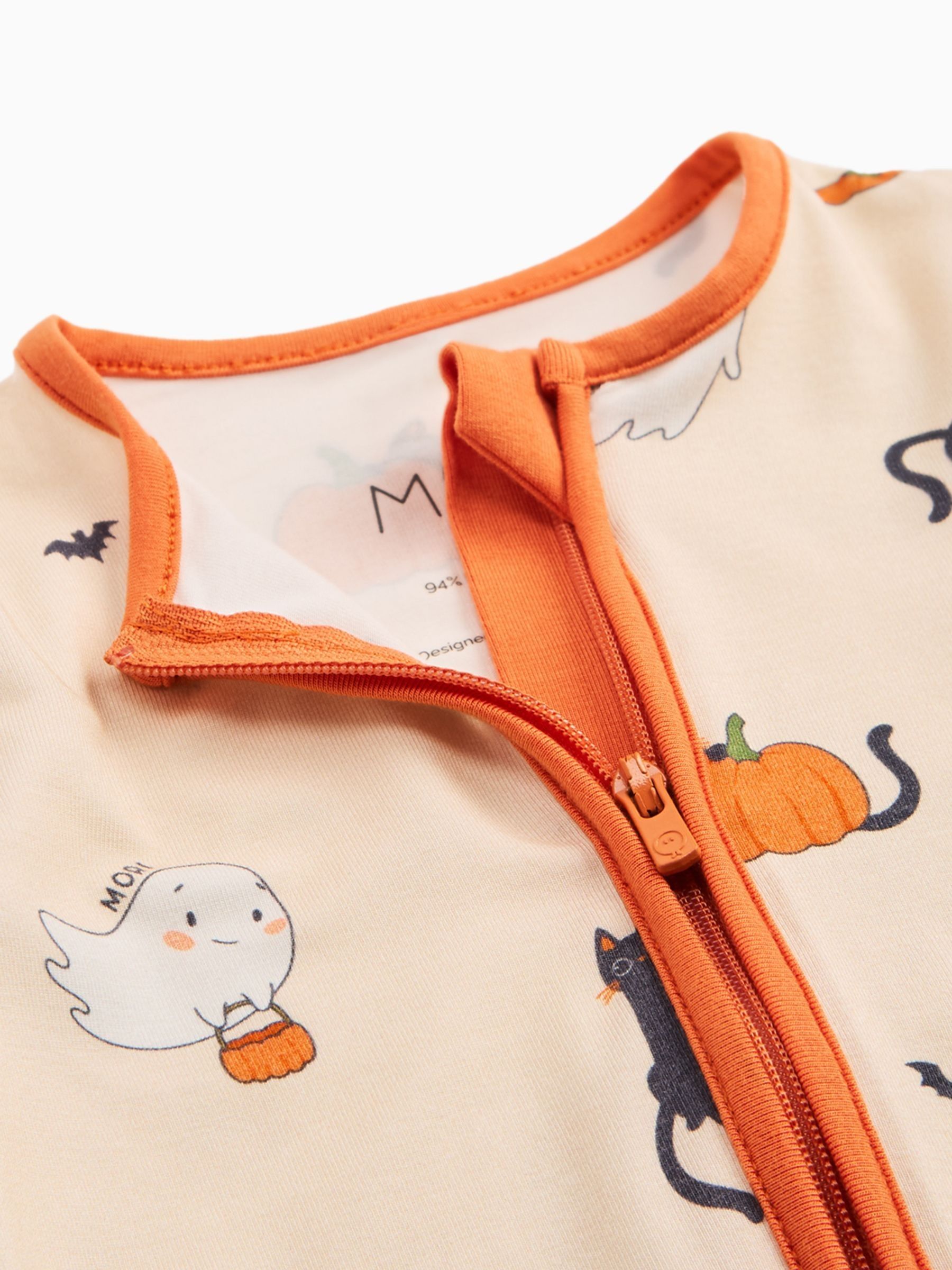 MORI Cream Supersoft Halloween Two Way Zip-Up Sleepsuit - Image 5 of 6