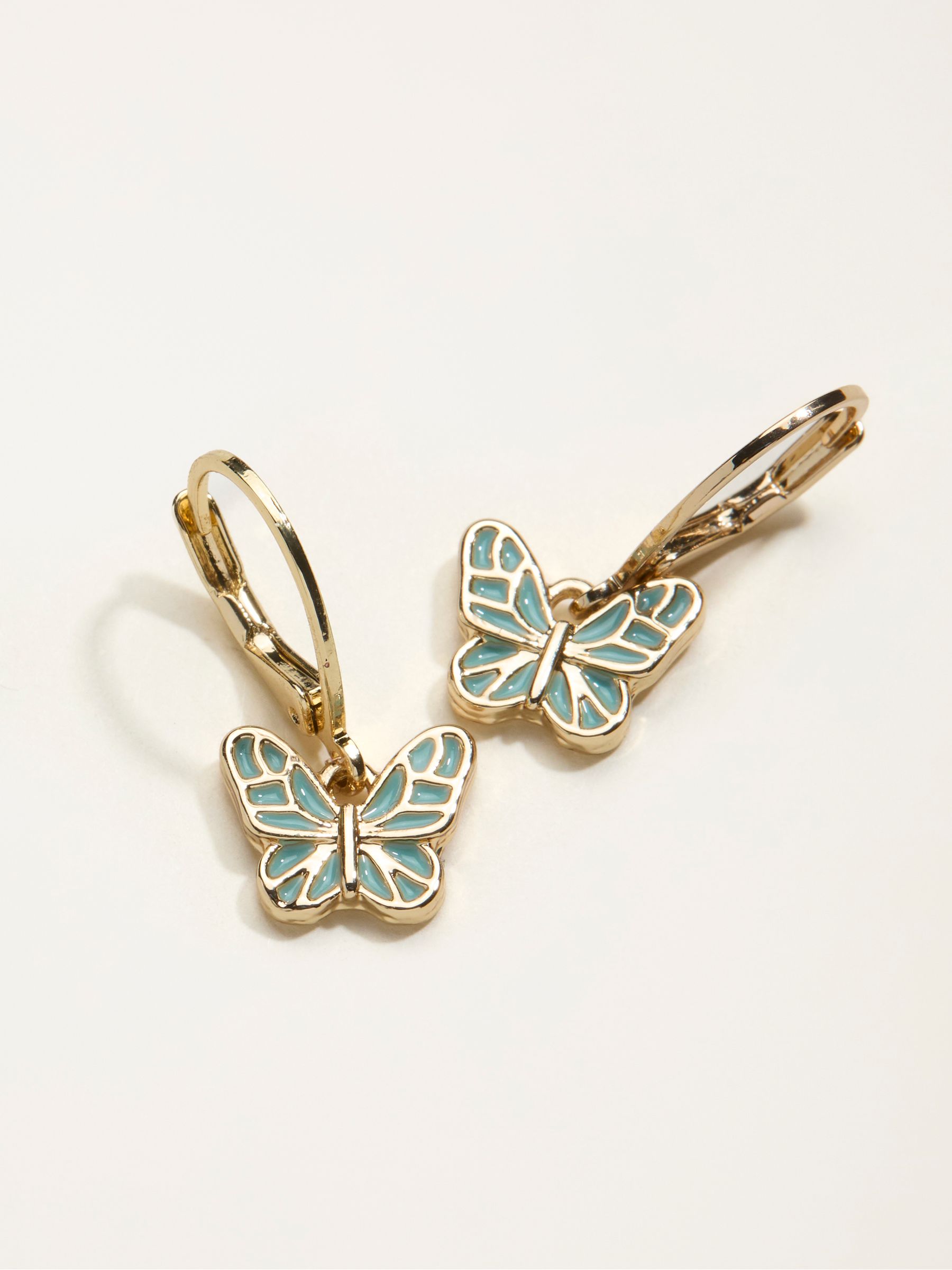 Gold Tone Butterfly Drop Earrings - Image 2 of 2