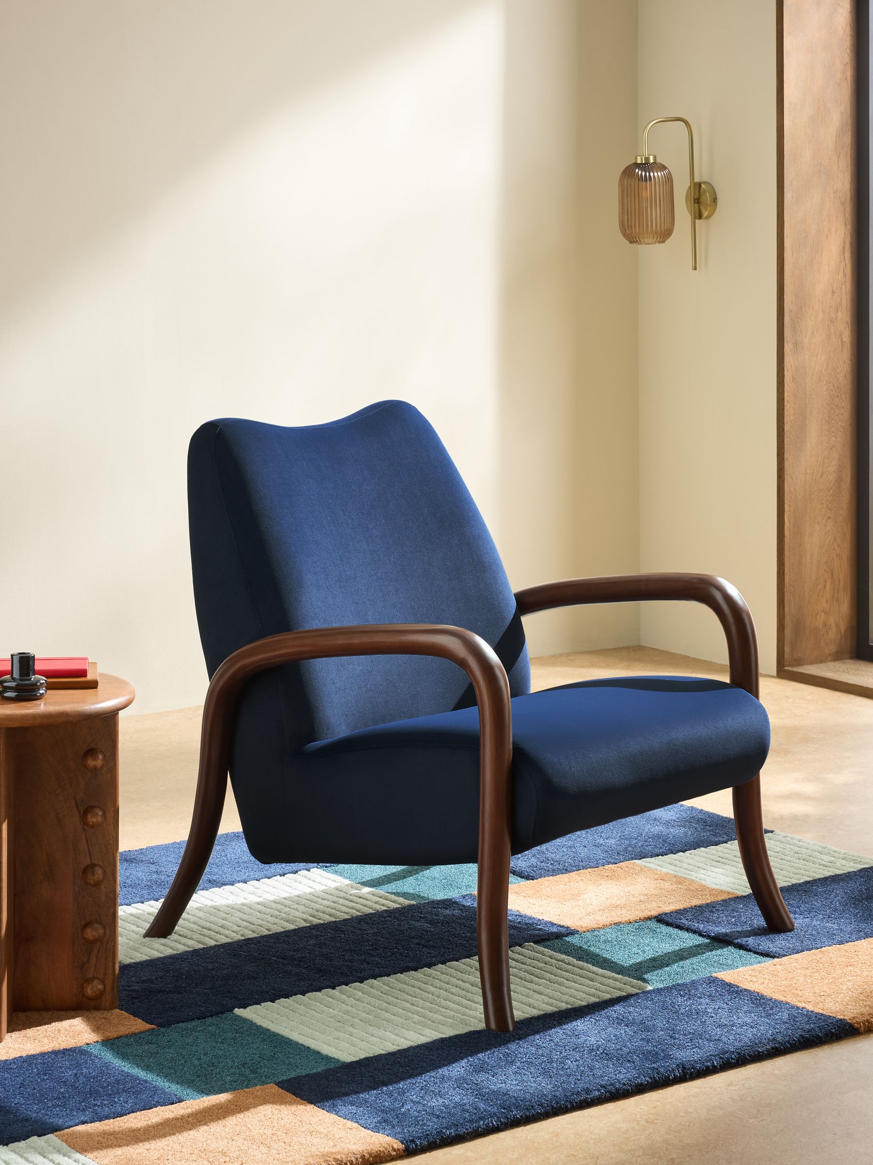 Parisa Accent Chair in Navy Velvet - Image 1 of 6