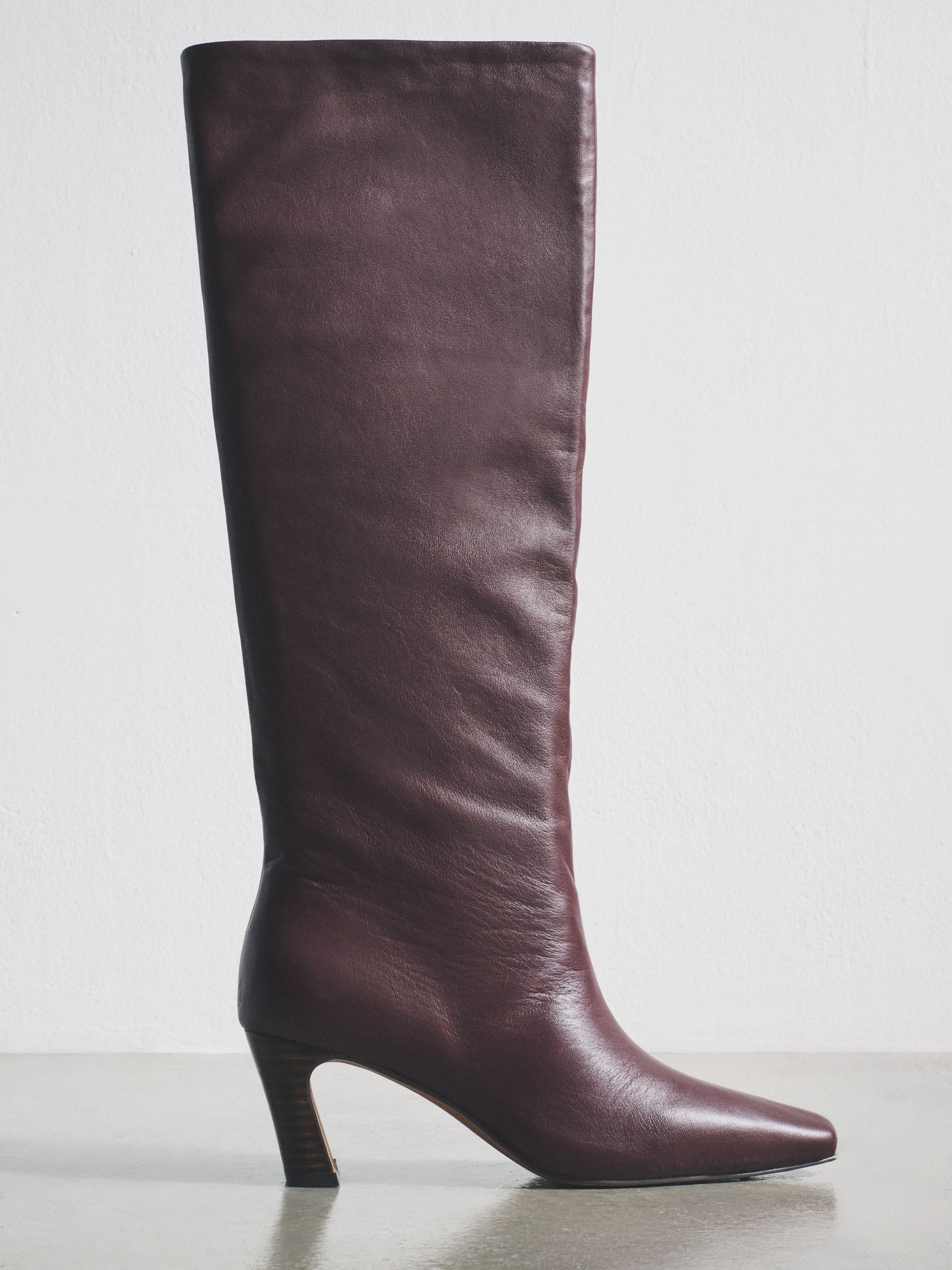 Leather Knee High Boots Burgundy Red - Image 2 of 4 Leather Knee High Boots Burgundy Red - Image 2 of 4
