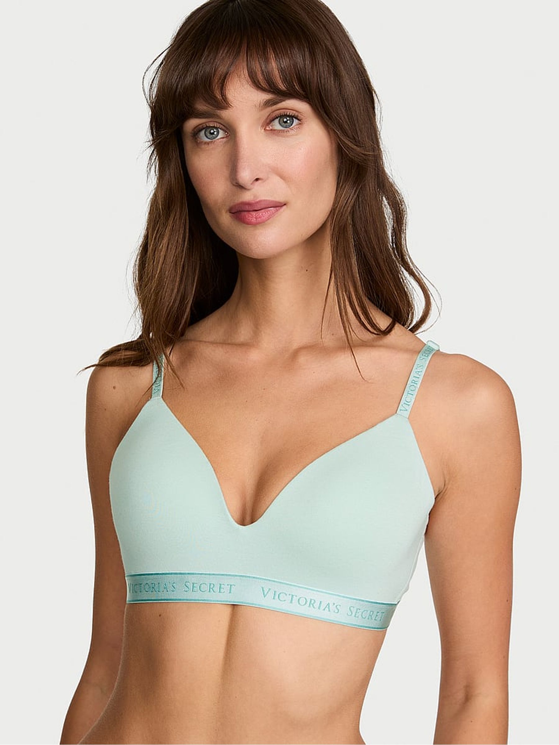 Yacht Blue Lightly Lined Non Wired Cotton Logo Bra - Image 1 of 2