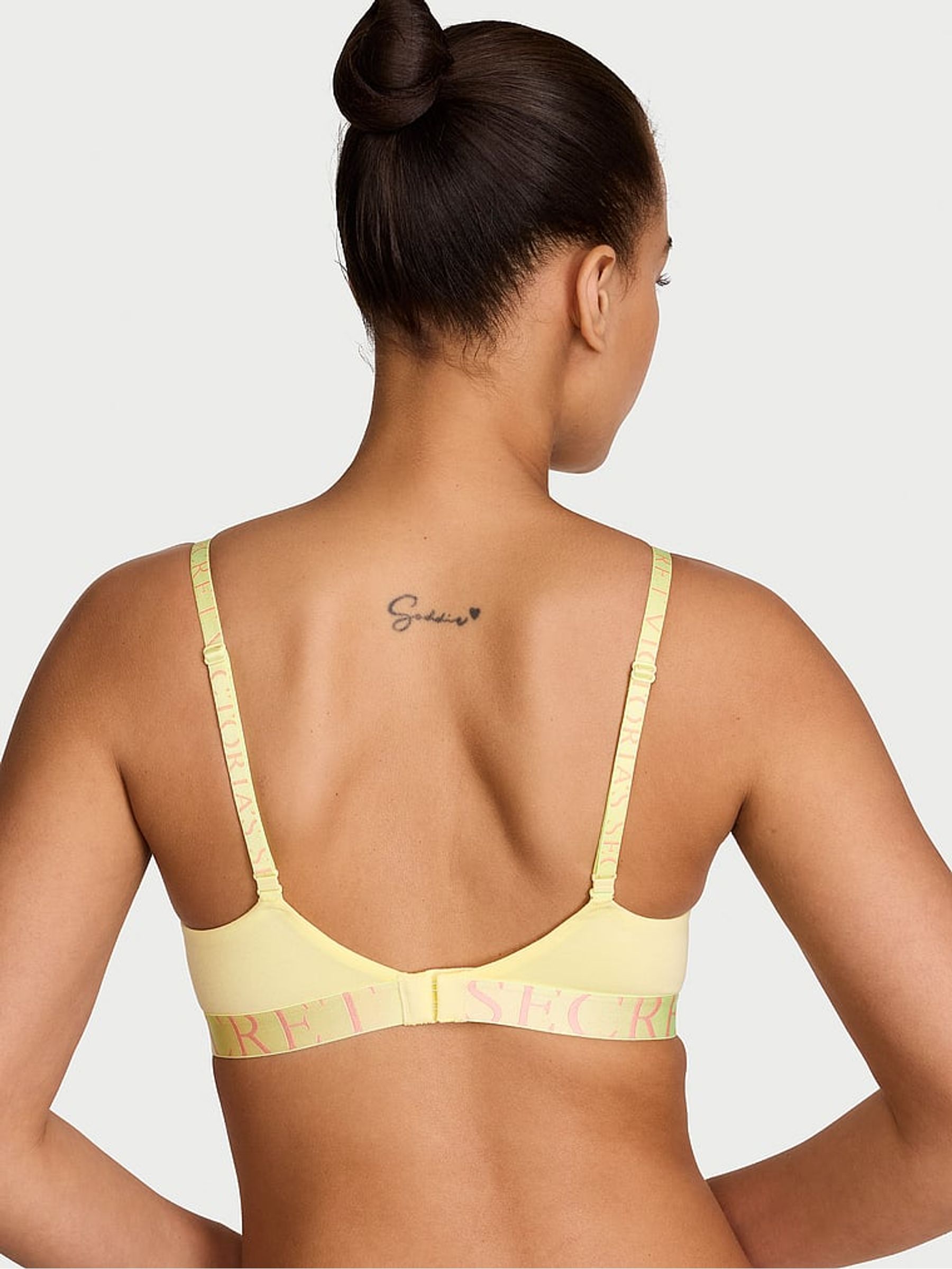 Lemonade Yellow Lightly Lined Non Wired Cotton Exploded Logo Bra - Image 2 of 2