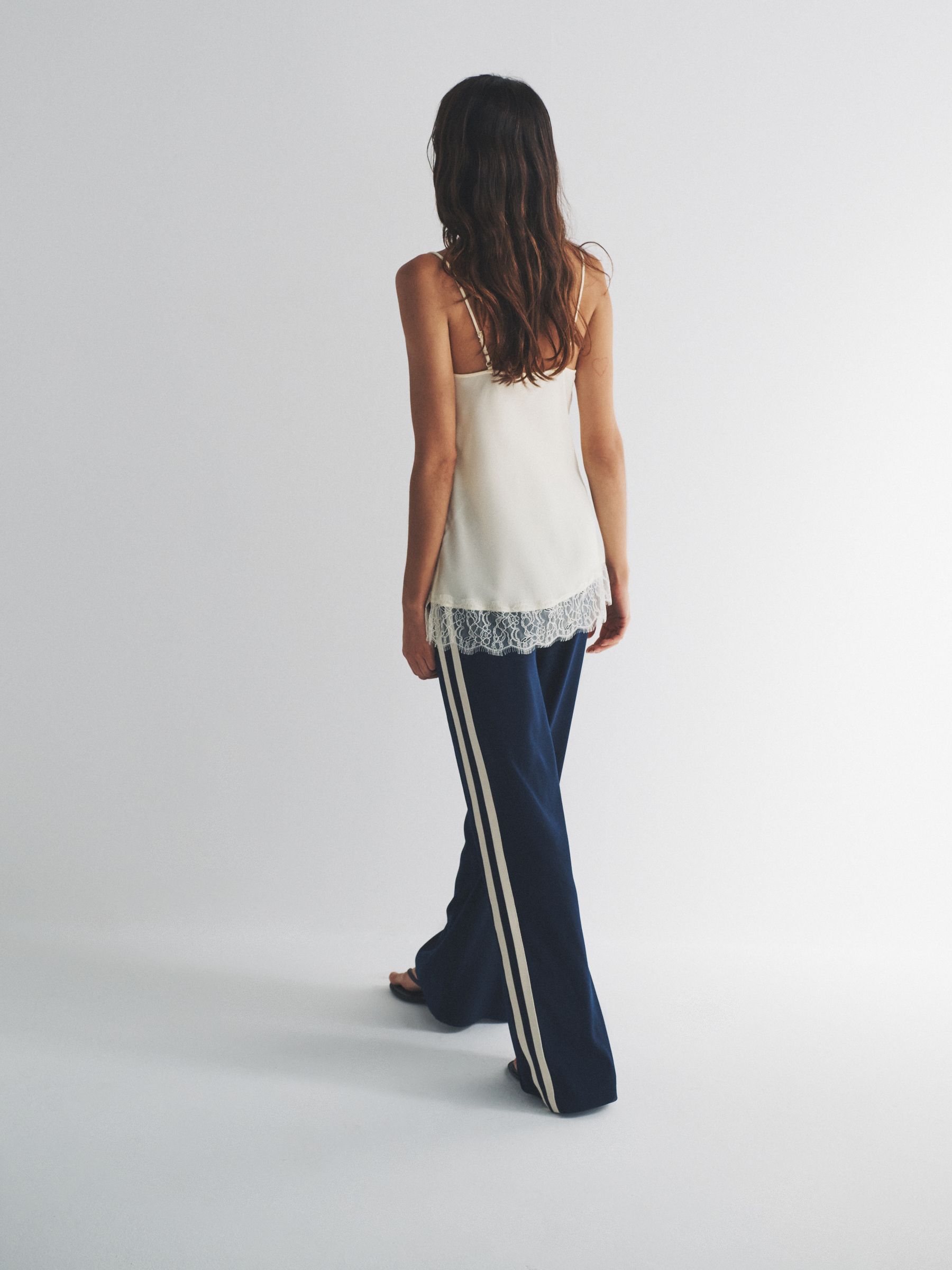 Ecru Cream/Chocolate Brown 2 Pack Satin Crepe Lace Trim Camisole - Image 3 of 5