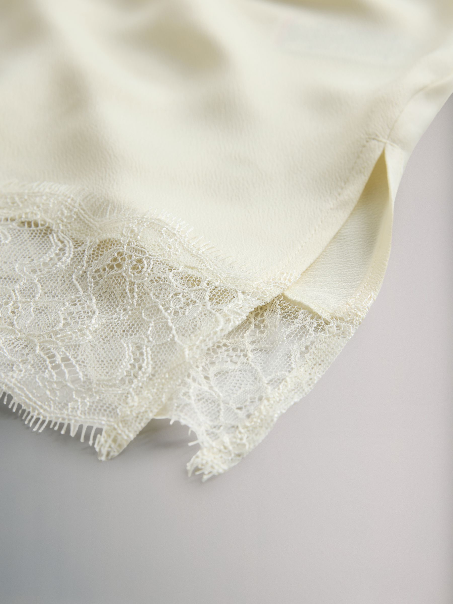 Ecru Cream/Chocolate Brown 2 Pack Satin Crepe Lace Trim Camisole - Image 5 of 5