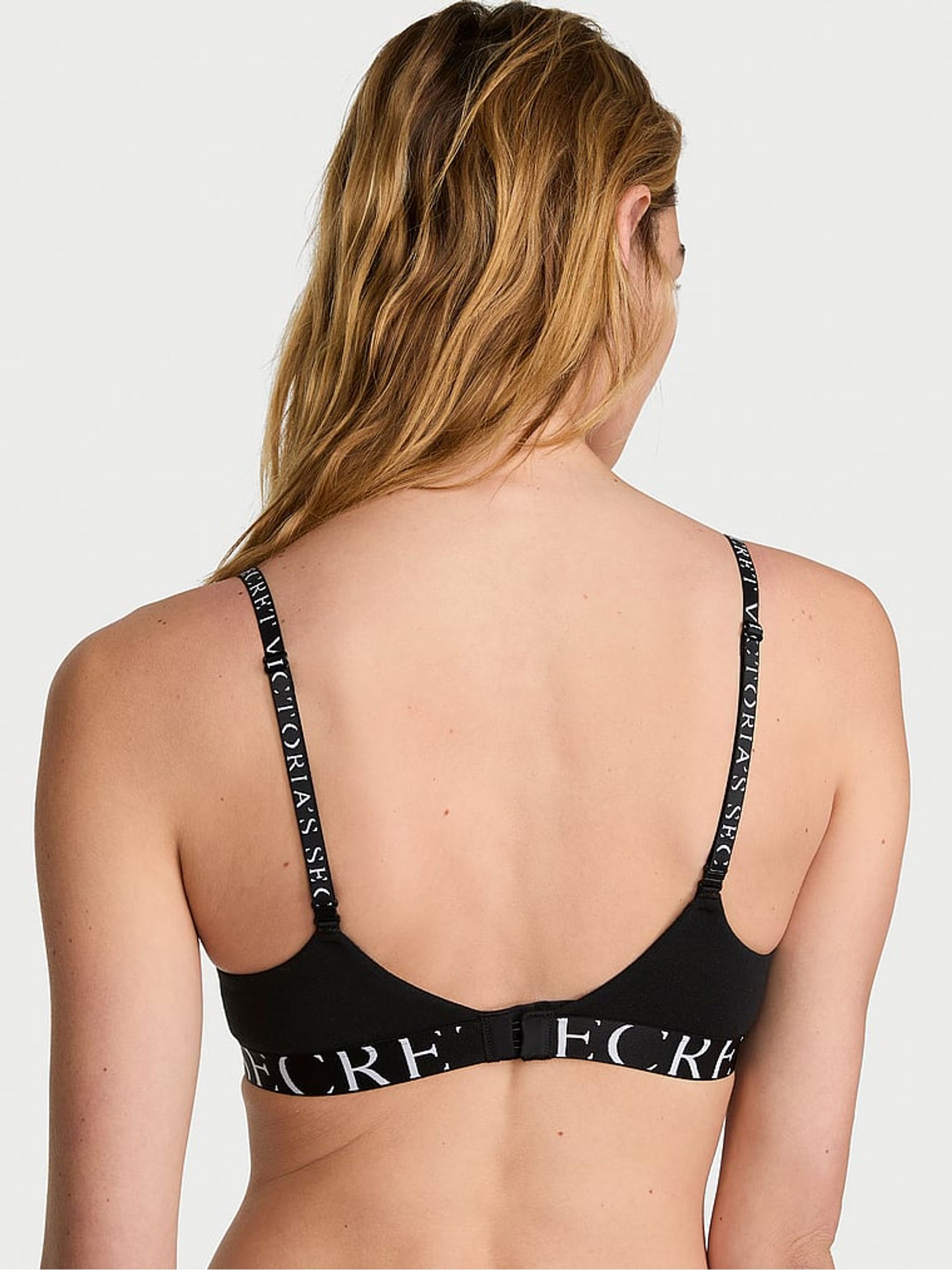Black Lightly Lined Demi Cotton Exploded Logo Bra - Image 2 of 2