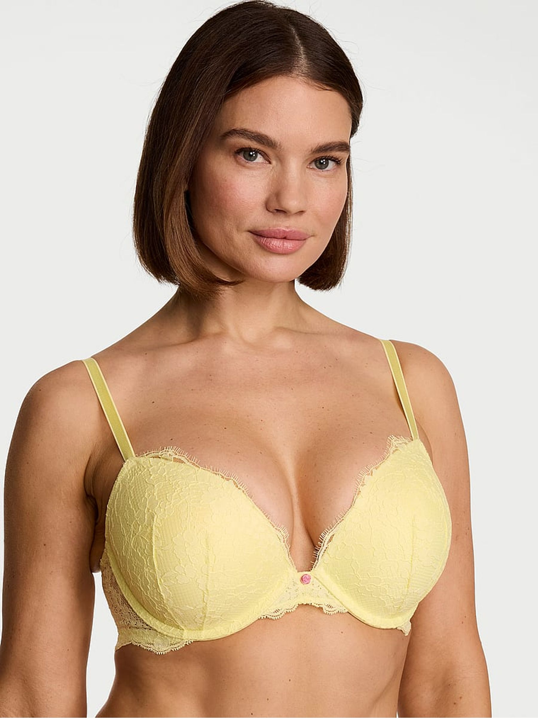 Lemonade Yellow Push Up Lace Bra - Image 1 of 2