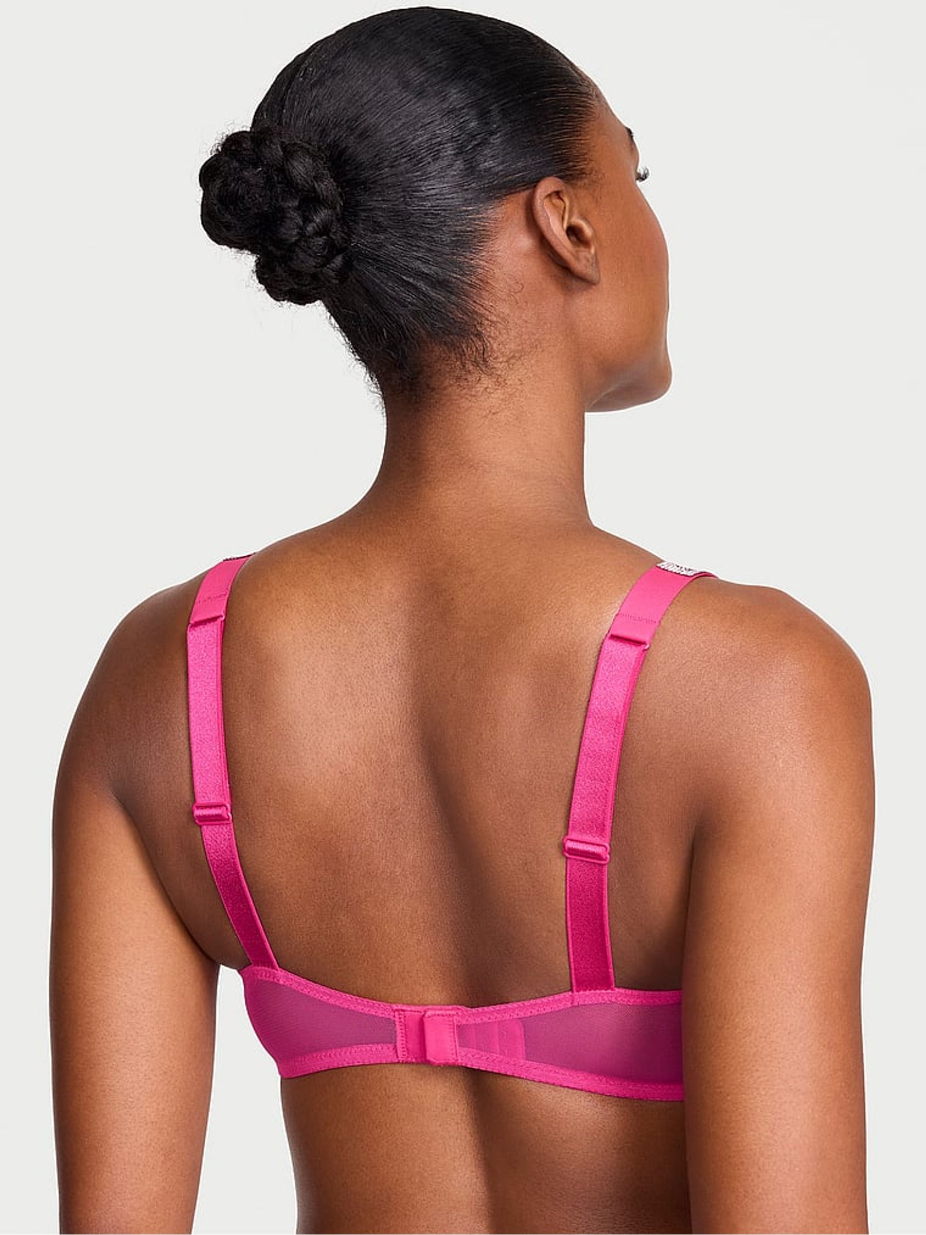 Pop Pink Lightly Lined Demi Shine Strap Lace Bra - Image 2 of 2