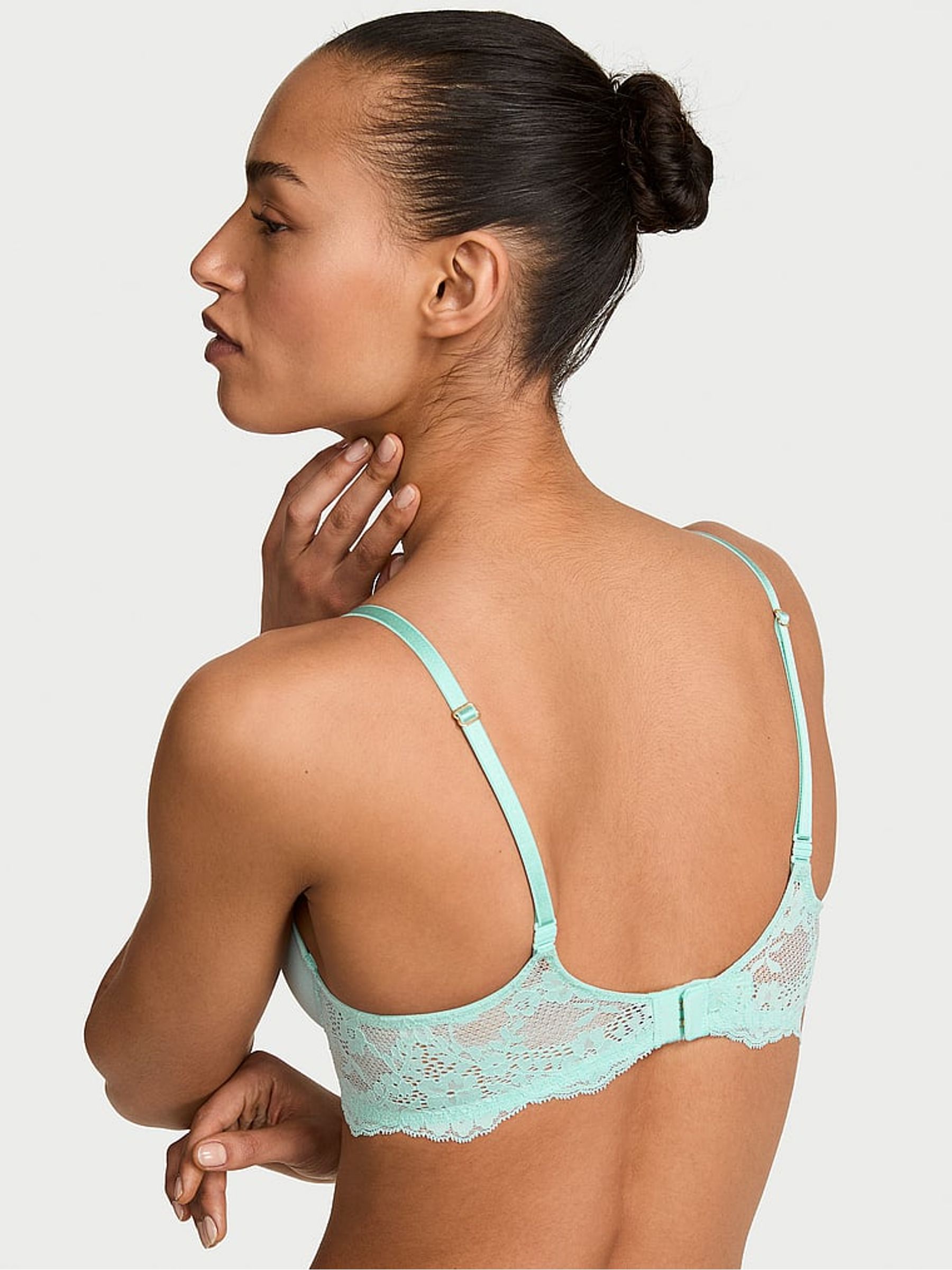 Canal Blue Lace Trim Lightly Lined Demi Bra - Image 2 of 2