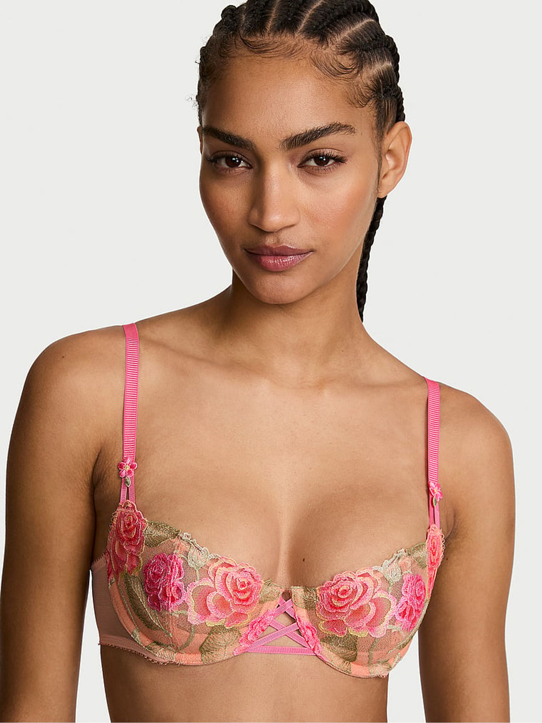 Sweet Melody Pink Unlined Balcony Embroidered Bra - Image 1 of 3