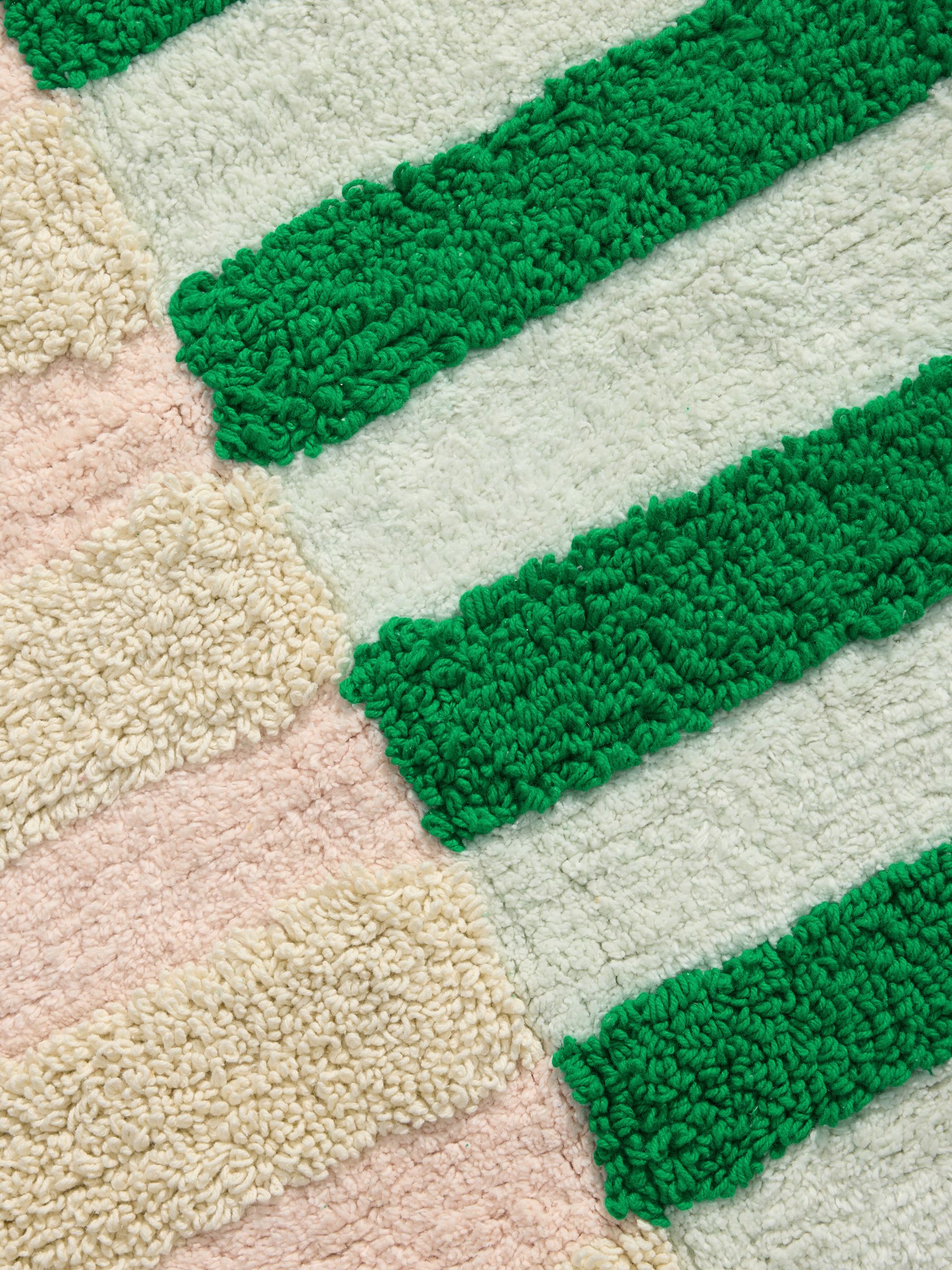 Etly Stripe 100% Cotton Bath Mat in Pink/Green - Image 3 of 4