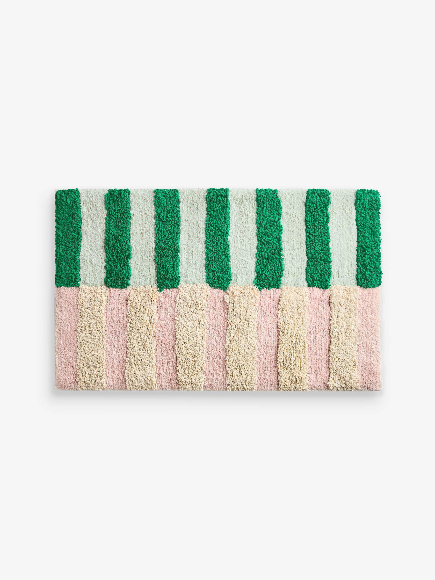Etly Stripe 100% Cotton Bath Mat in Pink/Green - Image 4 of 4