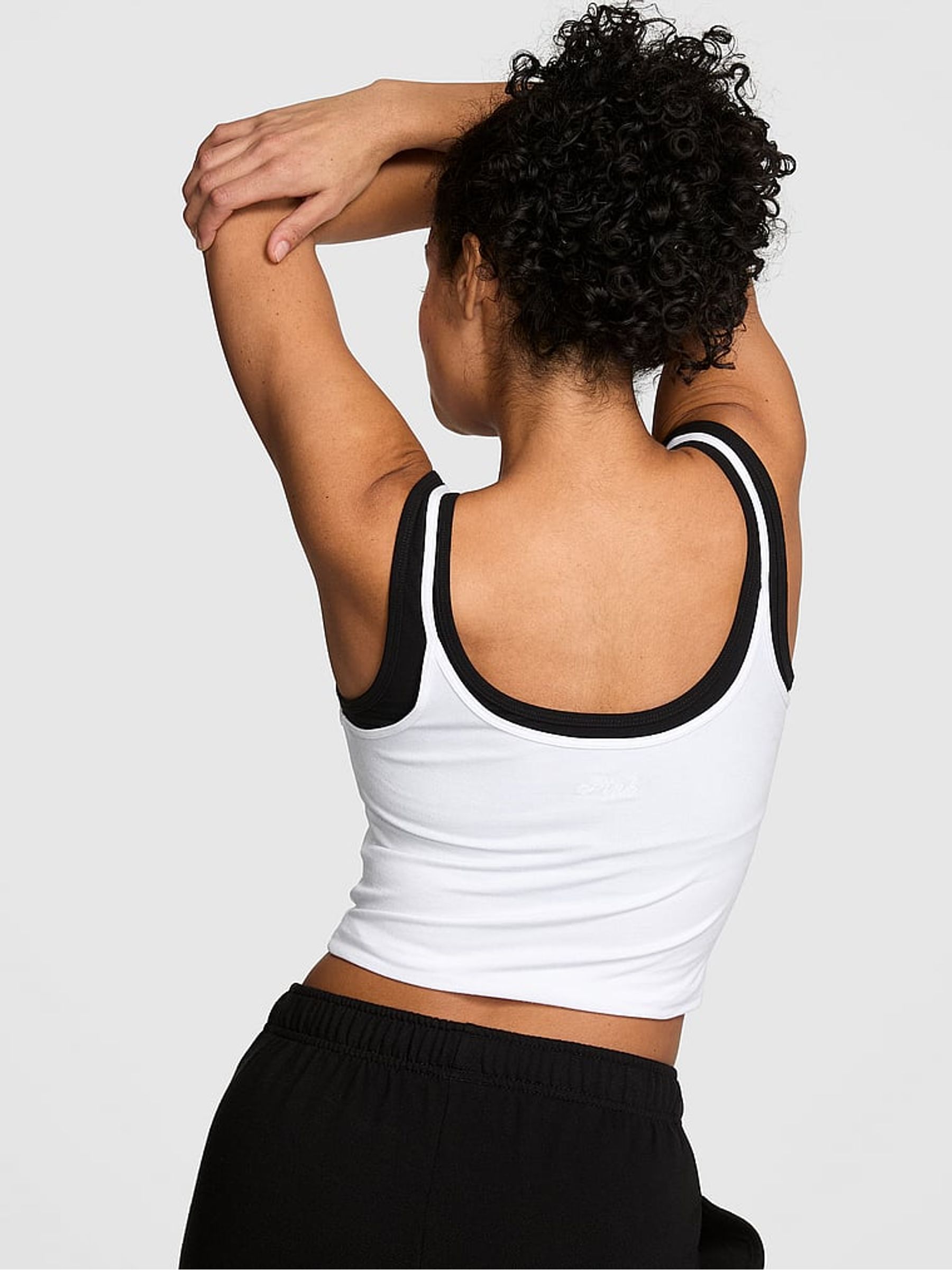 White and Black Cotton Double Layer Tank Top - Image 2 of 2