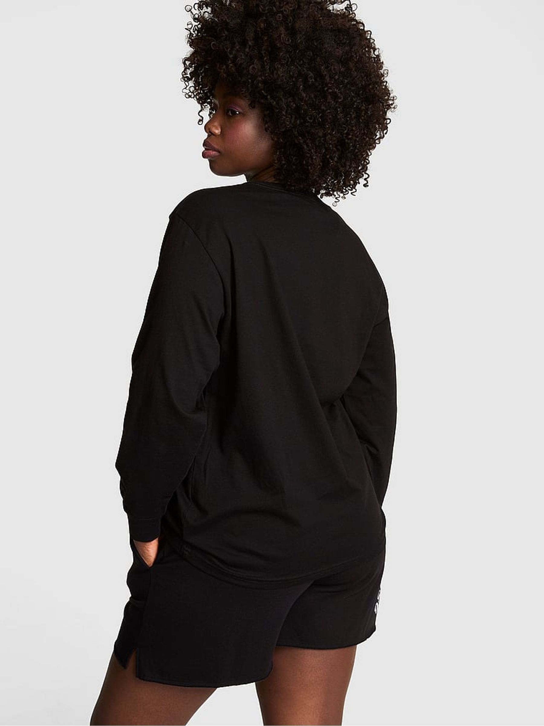 Black Cotton Long Sleeve T-Shirt - Image 2 of 2