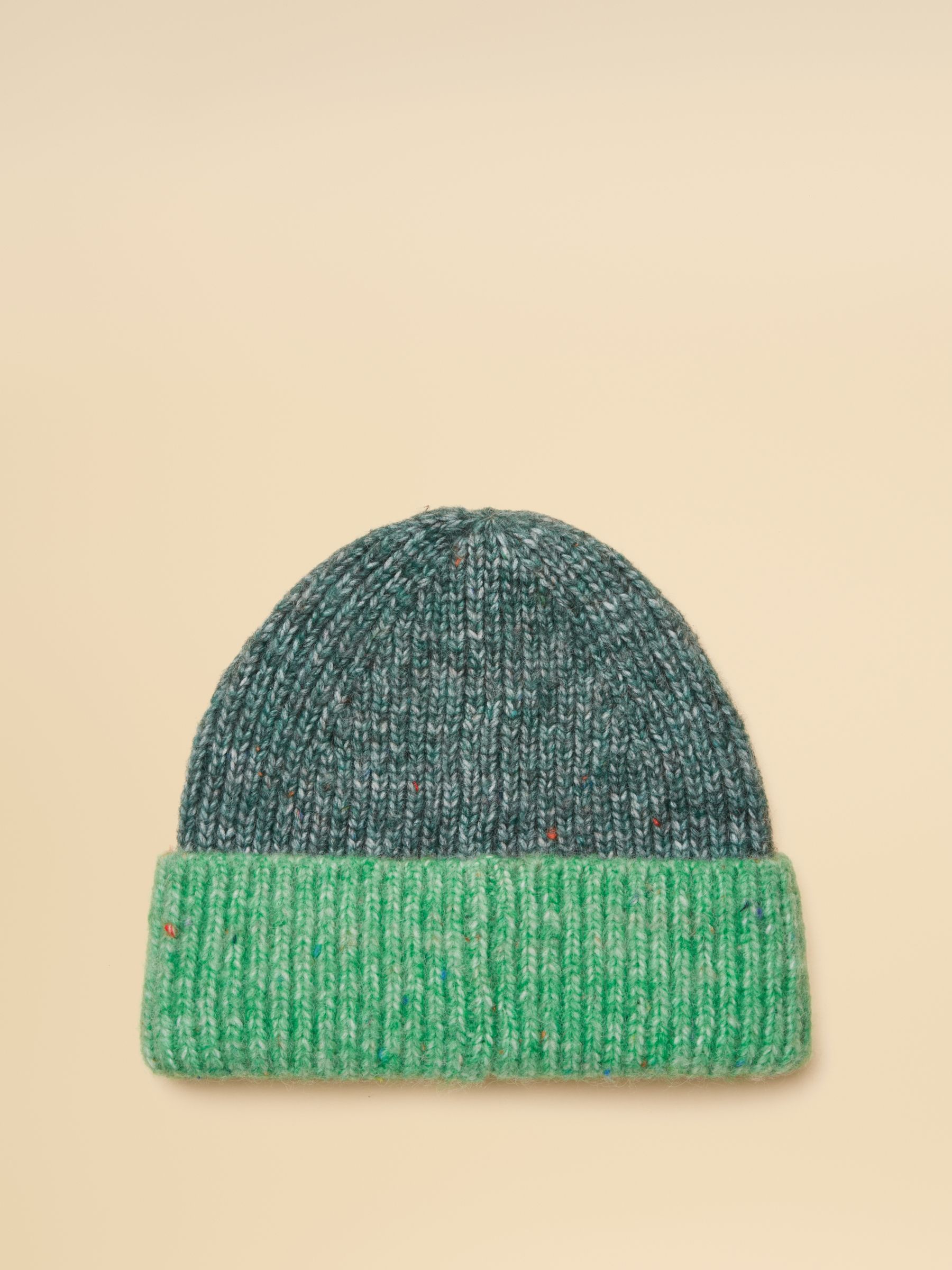 Colourblock Green Beanie Hat - Image 2 of 3