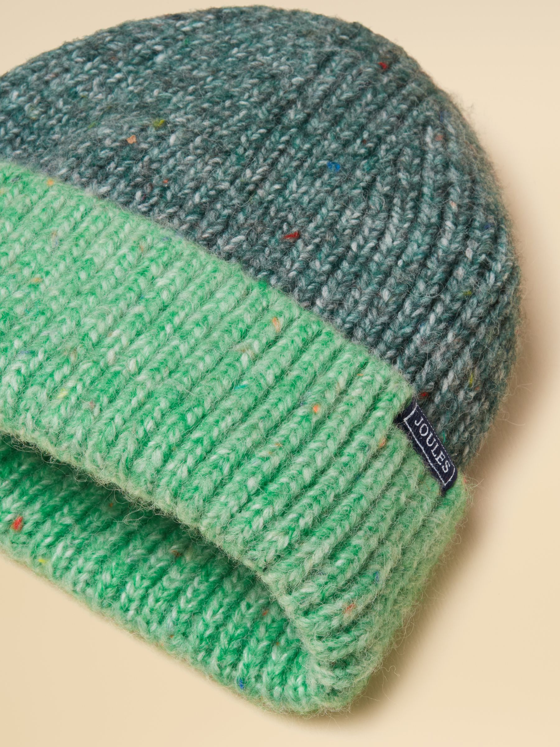 Colourblock Green Beanie Hat - Image 3 of 3