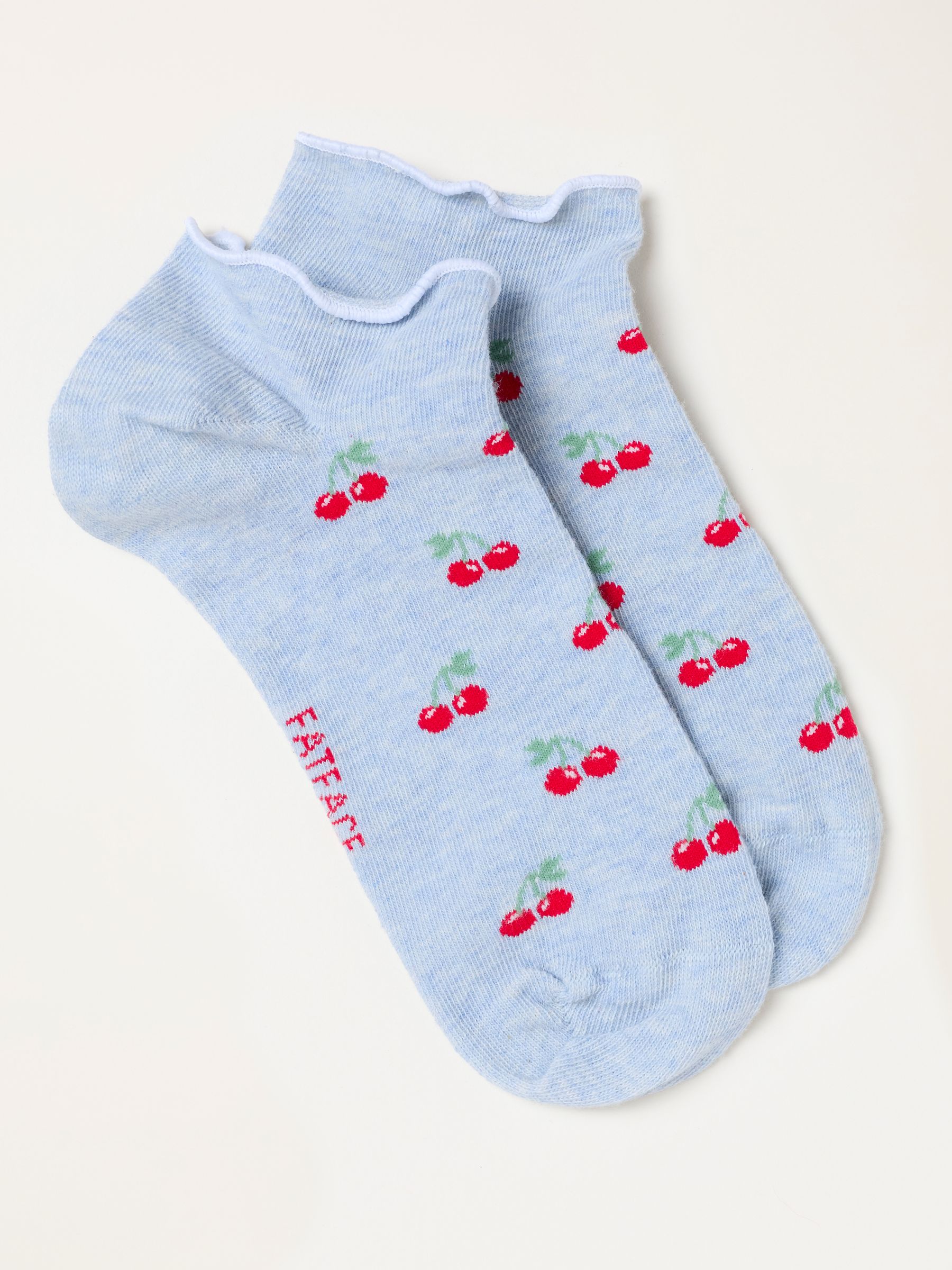 Light Blue Cherry Trainer Socks - Image 1 of 2