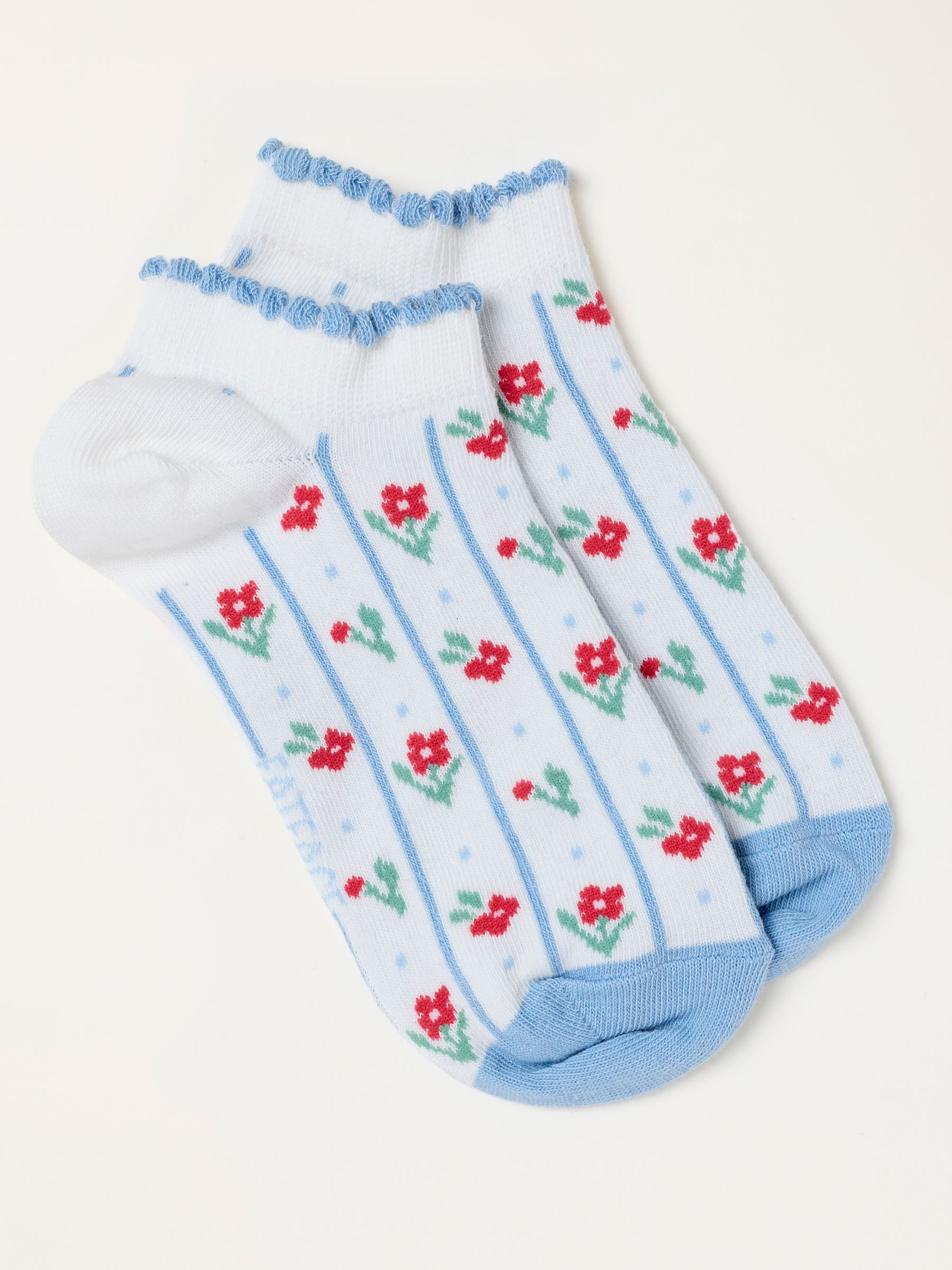 White Floral Trainer Socks - Image 1 of 2