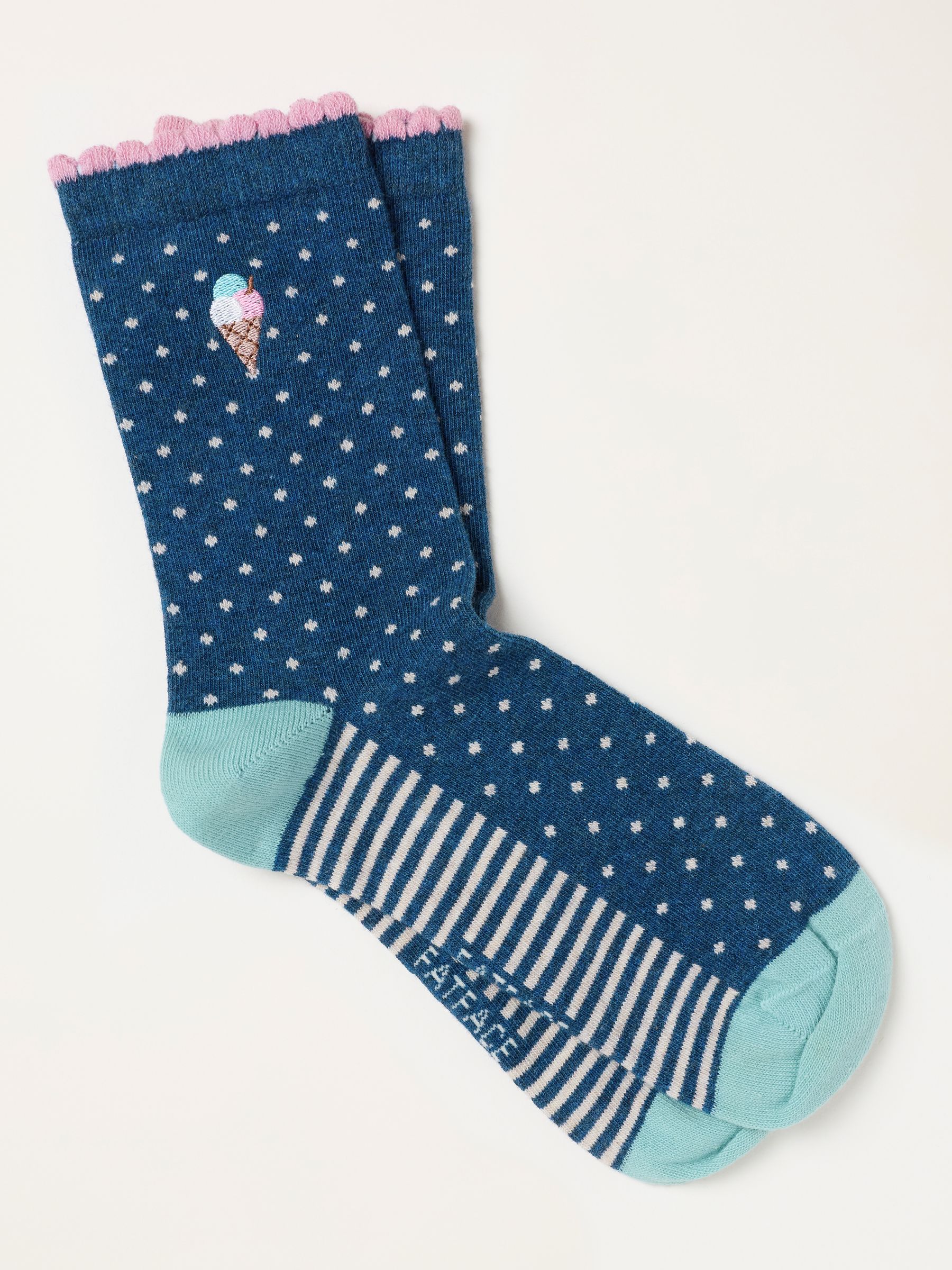 Navy Embroidered Ice Cream Socks - Image 1 of 2