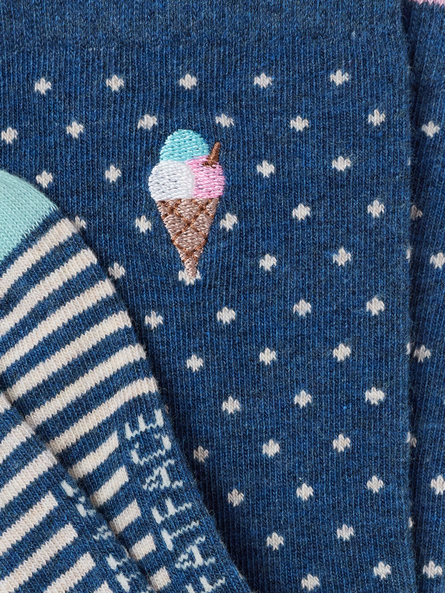 Navy Embroidered Ice Cream Socks - Image 2 of 2