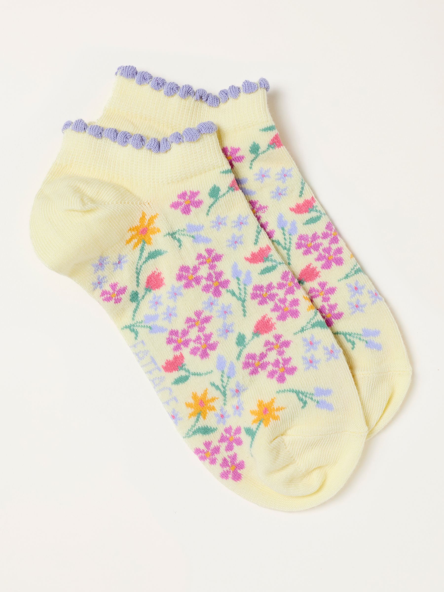 Yellow Floral Trainer Socks